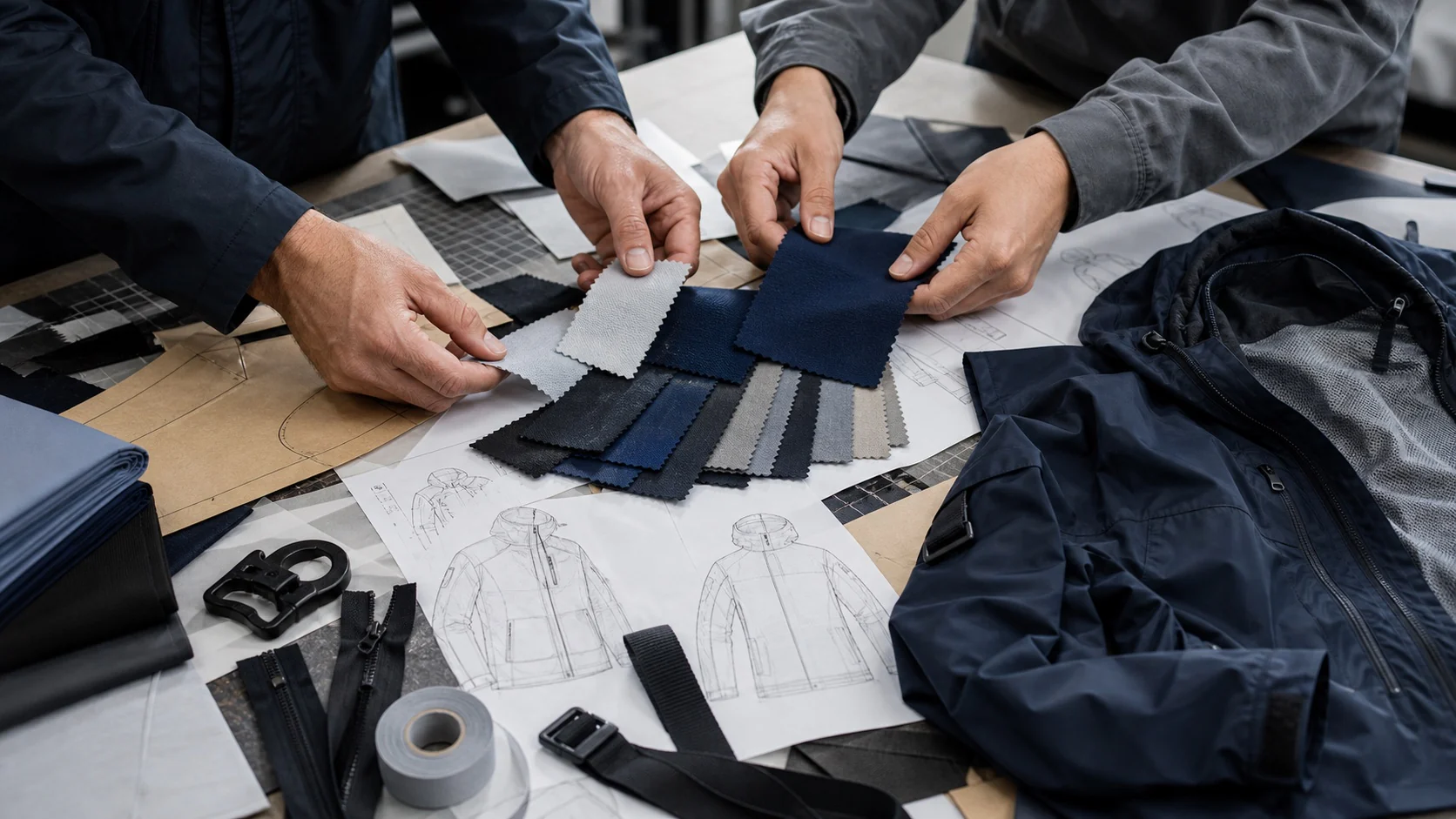 Collaborative garment material and construction development