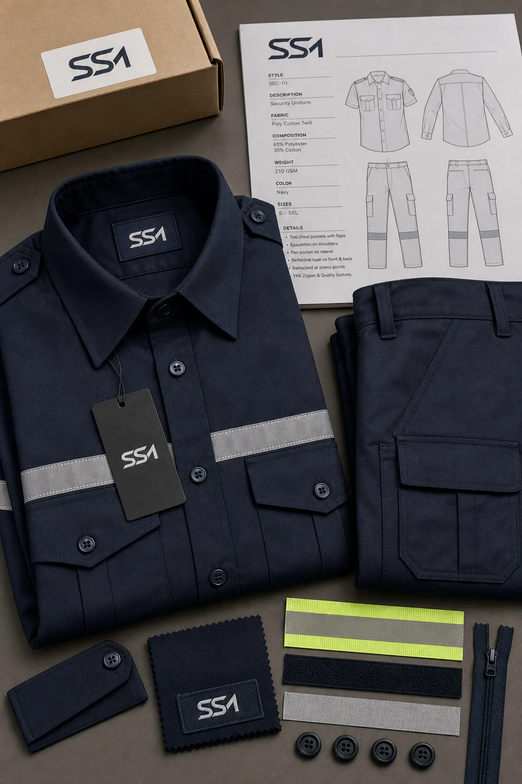 Security Uniforms private label apparel manufacturing sample by Sialkot Sample Masters