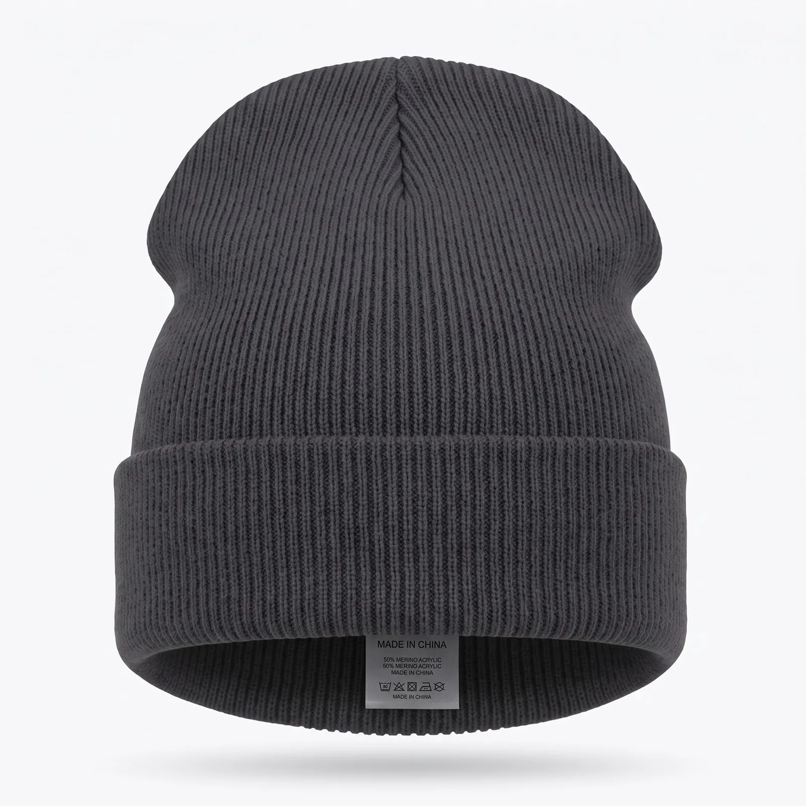 Custom Merino-blend Cuffed Knit Beanie Ski Wear 280GSM OEM Wholesale — back view