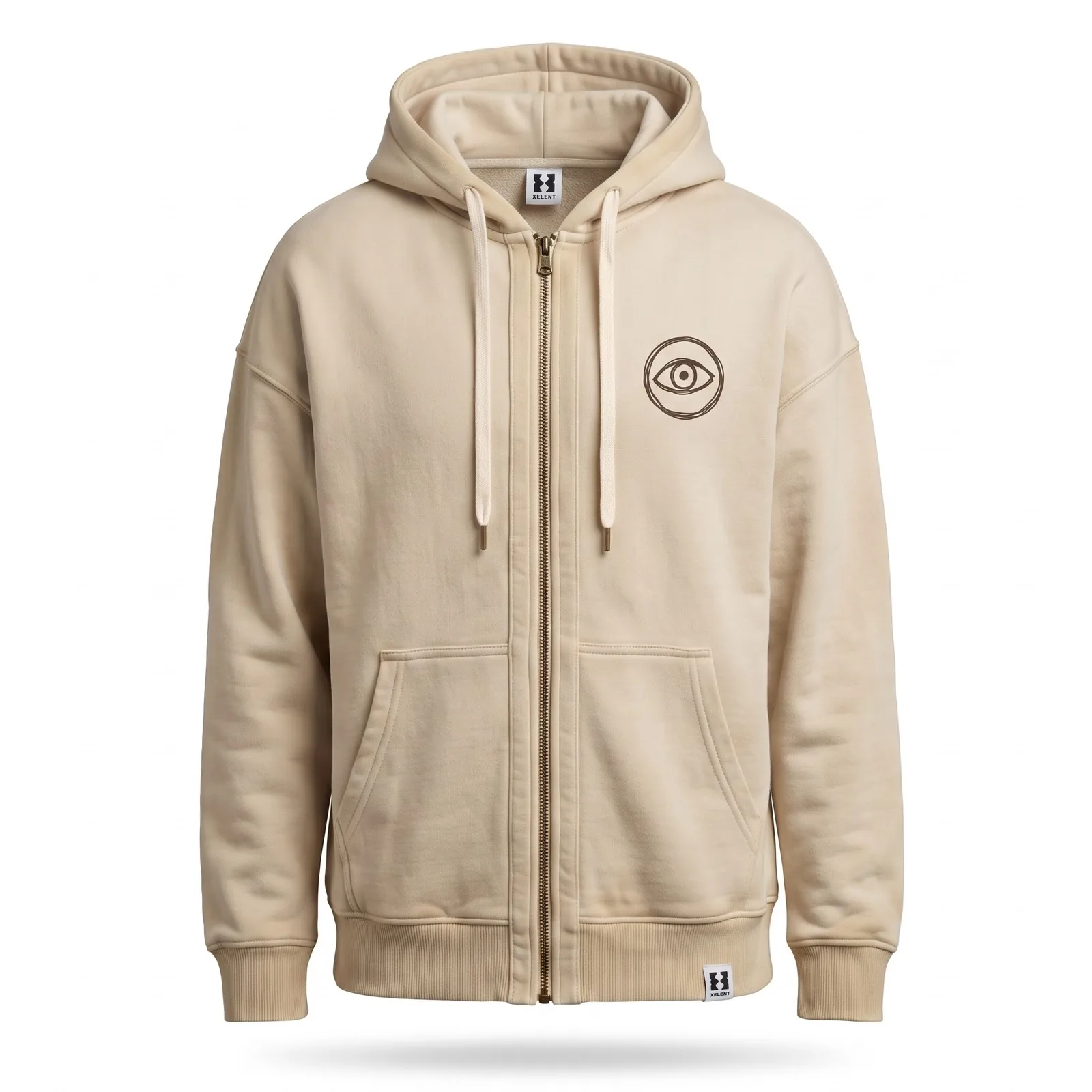 Custom Zip Up Hoodie 400 GSM Vintage Washed Heavyweight Fleece Back Print Skate Streetwear OEM Wholesale — front view