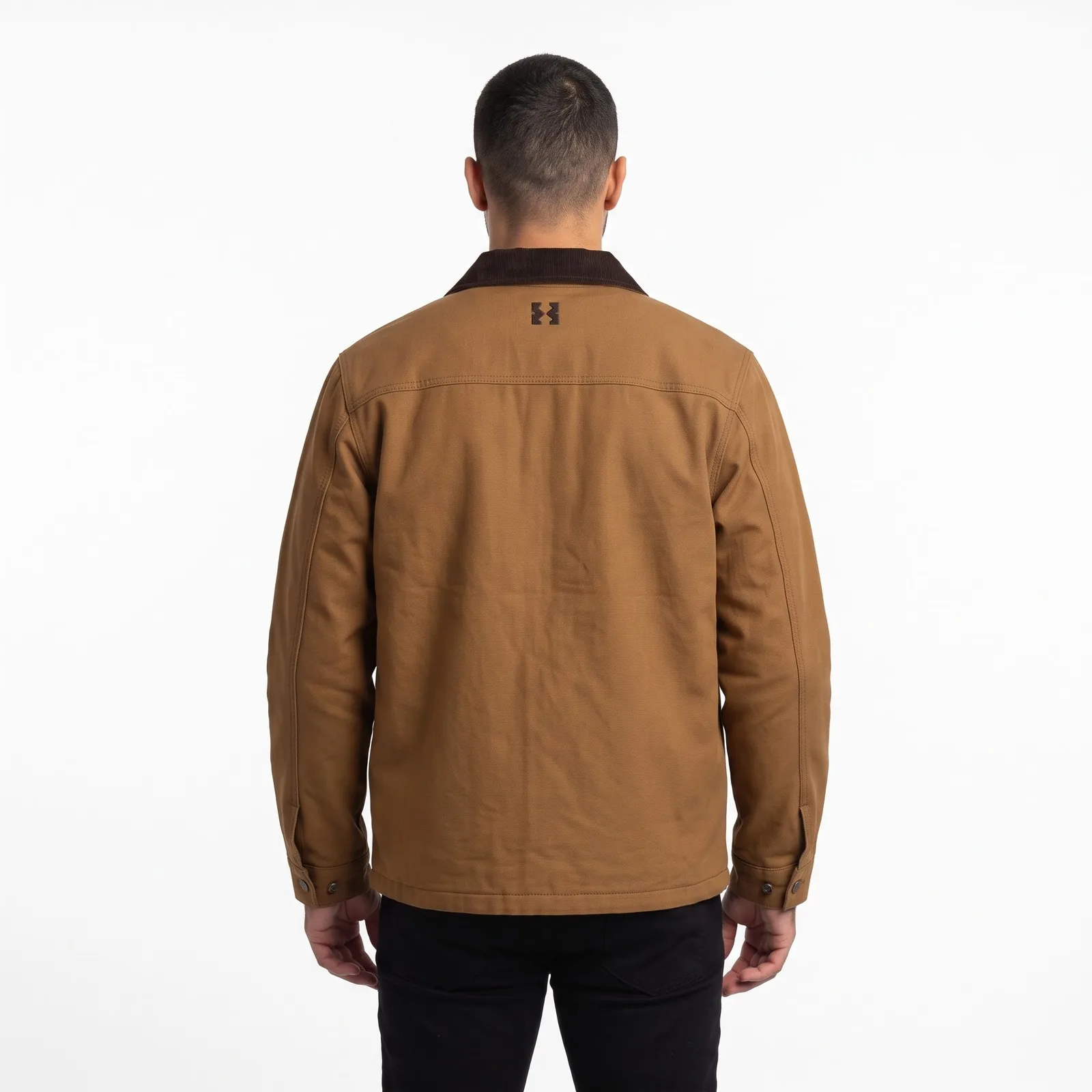 Duck Canvas Chore Jacket Cotton Canvas Pockets Embroidered Custom Logo OEM Wholesale — back view