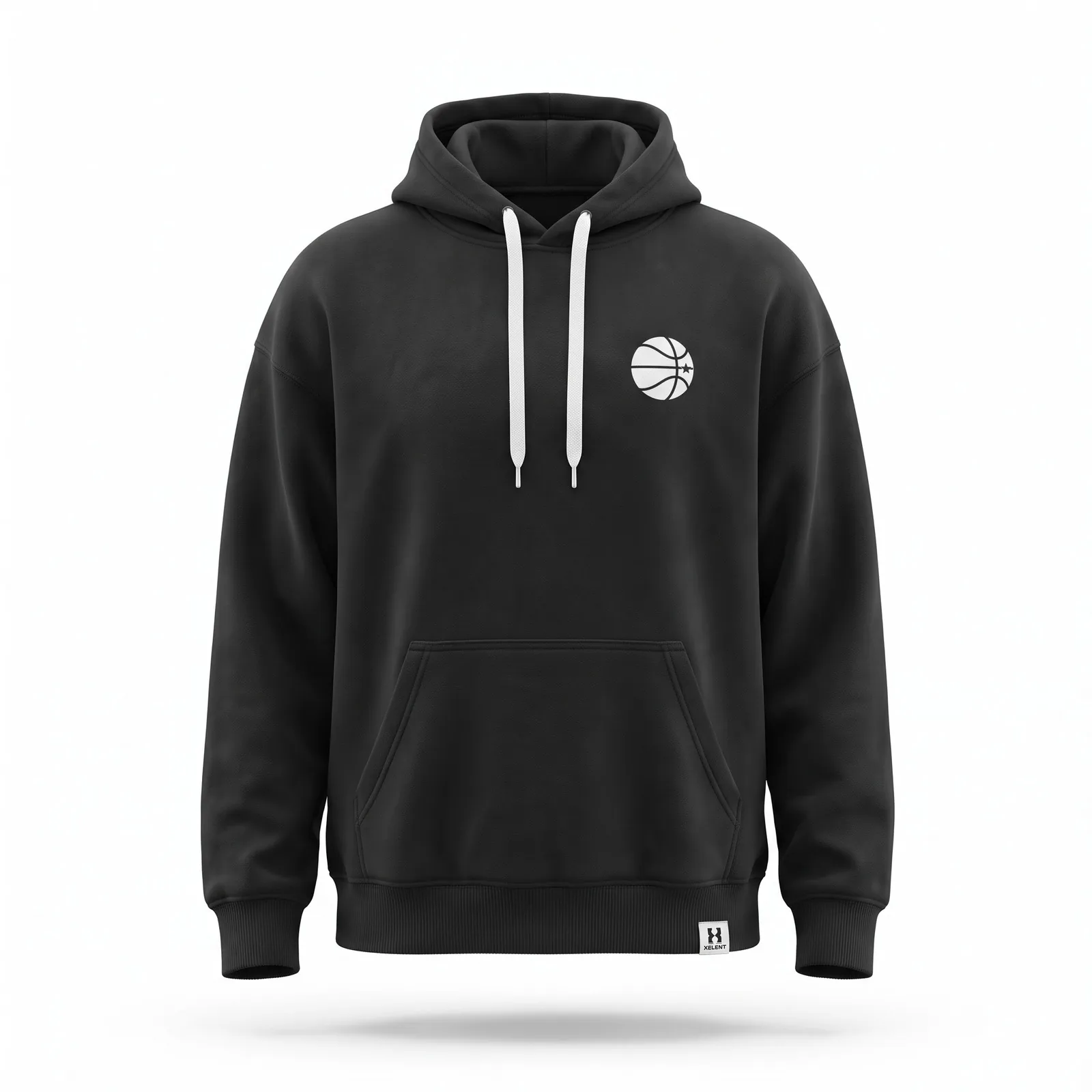 Custom Basketball Hoodie 400 GSM Washed Heavyweight Fleece Court Lines Back Print Streetwear OEM Wholesale — front view