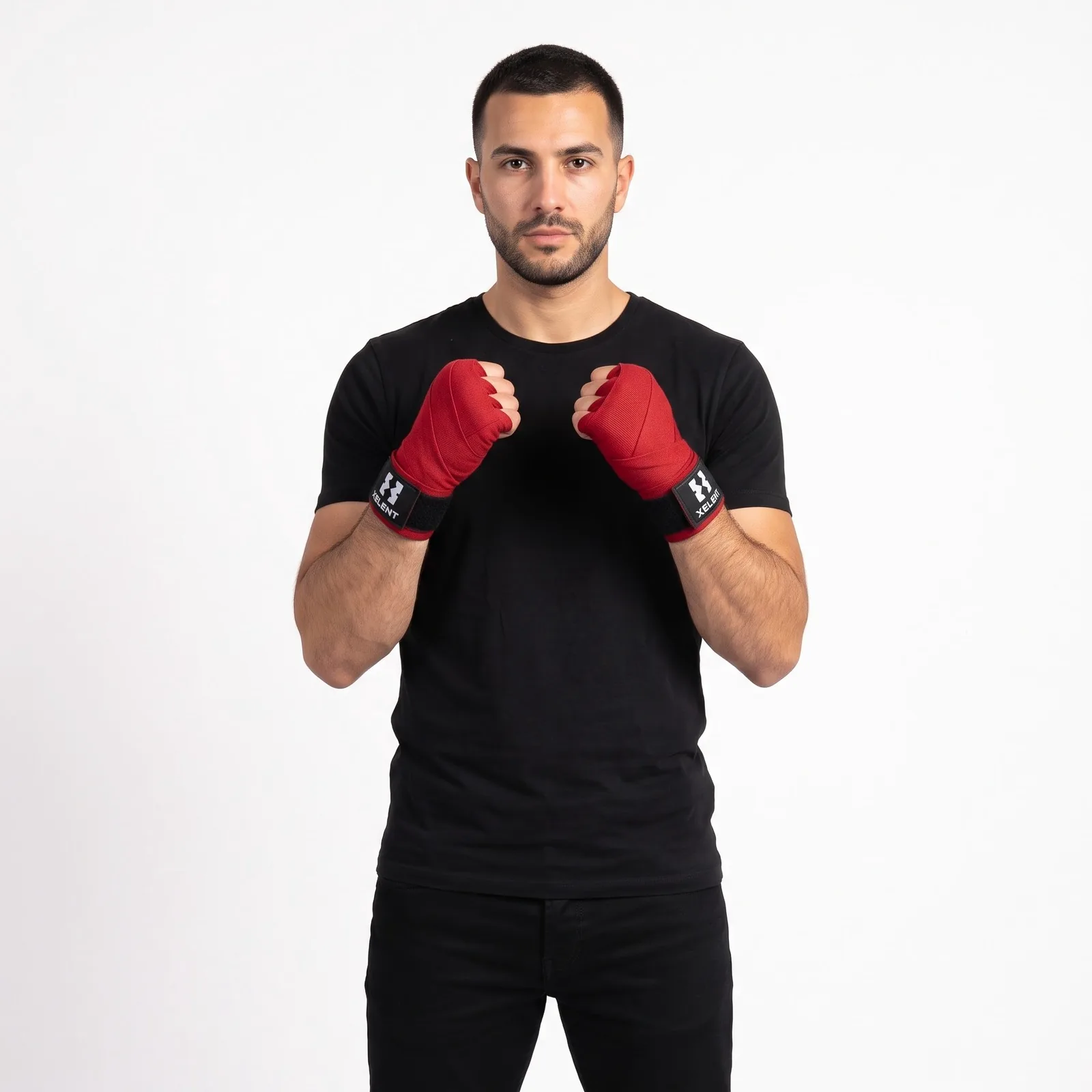 Elastic Boxing Hand Wraps Cotton Custom Logo OEM Wholesale — front view
