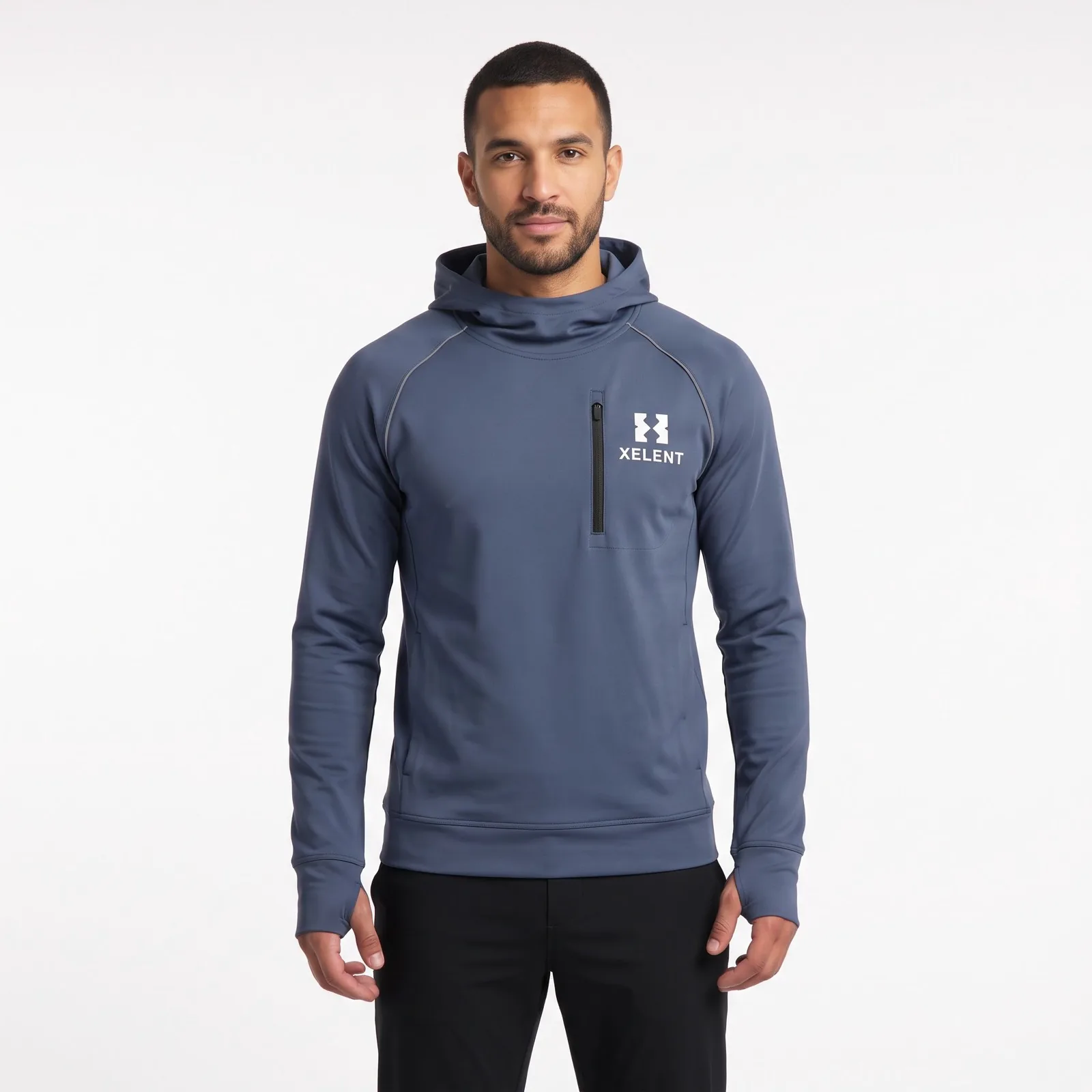 Unlined Lightweight Training Hoodie Polyester Spandex Zip Hooded Pockets Custom Logo OEM Wholesale — front view