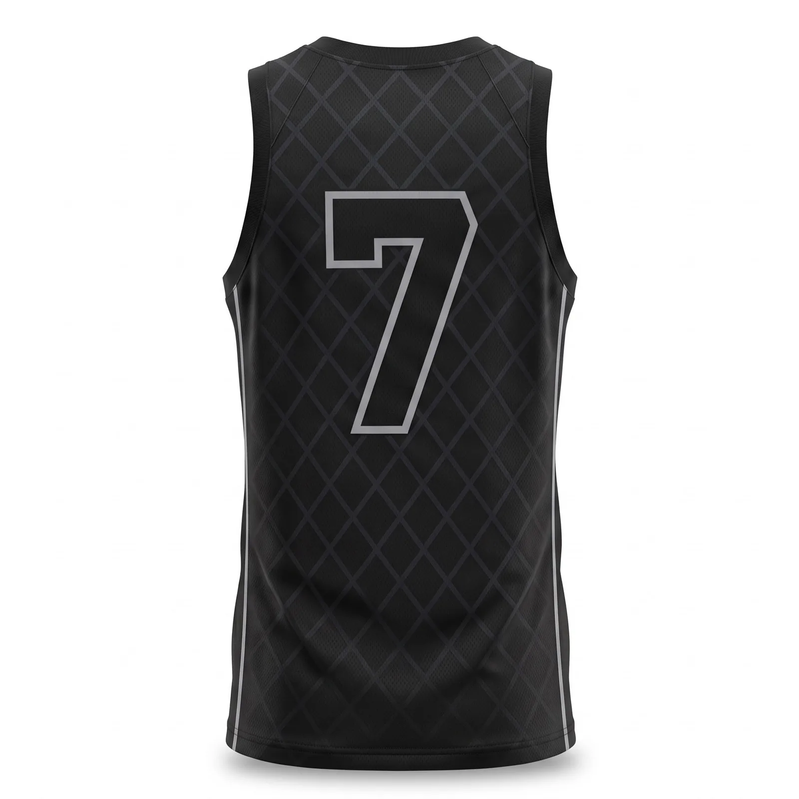 Custom Sublimated Basketball Jersey Dark Mode Tonal Black Fan Swingman Style Tank OEM — back view