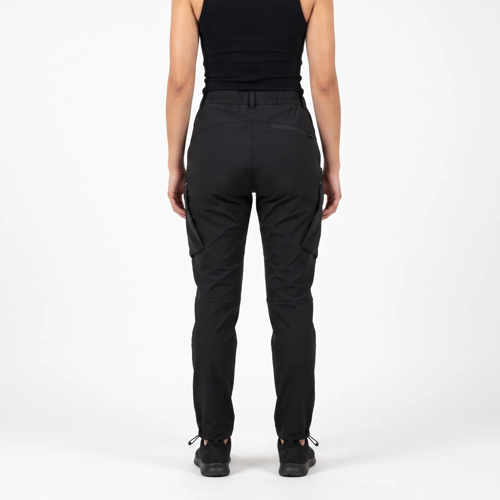 Women's Techwear Cargo Pants Stretch Zip Pockets Reflective Custom Logo OEM Wholesale — back view