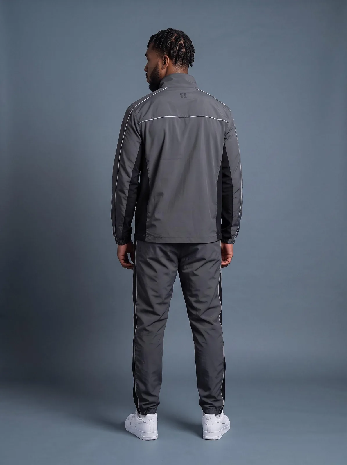 Graphite Windbreaker Set, Custom Logo OEM Nylon Jacket and Pants Tracksuit, Unisex Manufacturer — back view