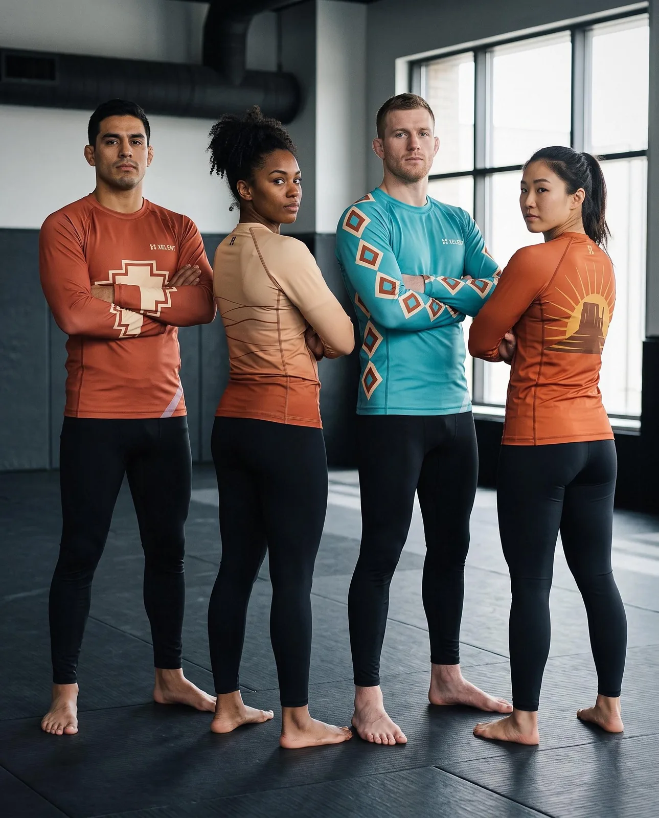 Southwestern BJJ Rashguard Collection, Sublimated Custom BJJ Rash Guard, Wholesale OEM MMA Compression Shirt — back view