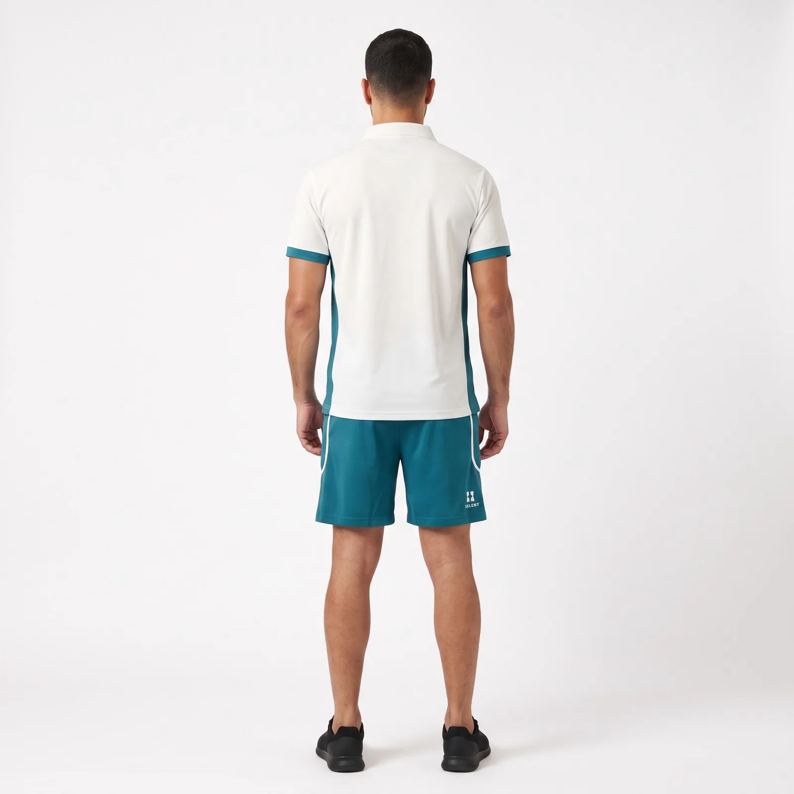 Men's Pickleball Polo and Shorts Set Polyester Sublimated Pockets Embroidered Custom Logo OEM Wholesale — back view