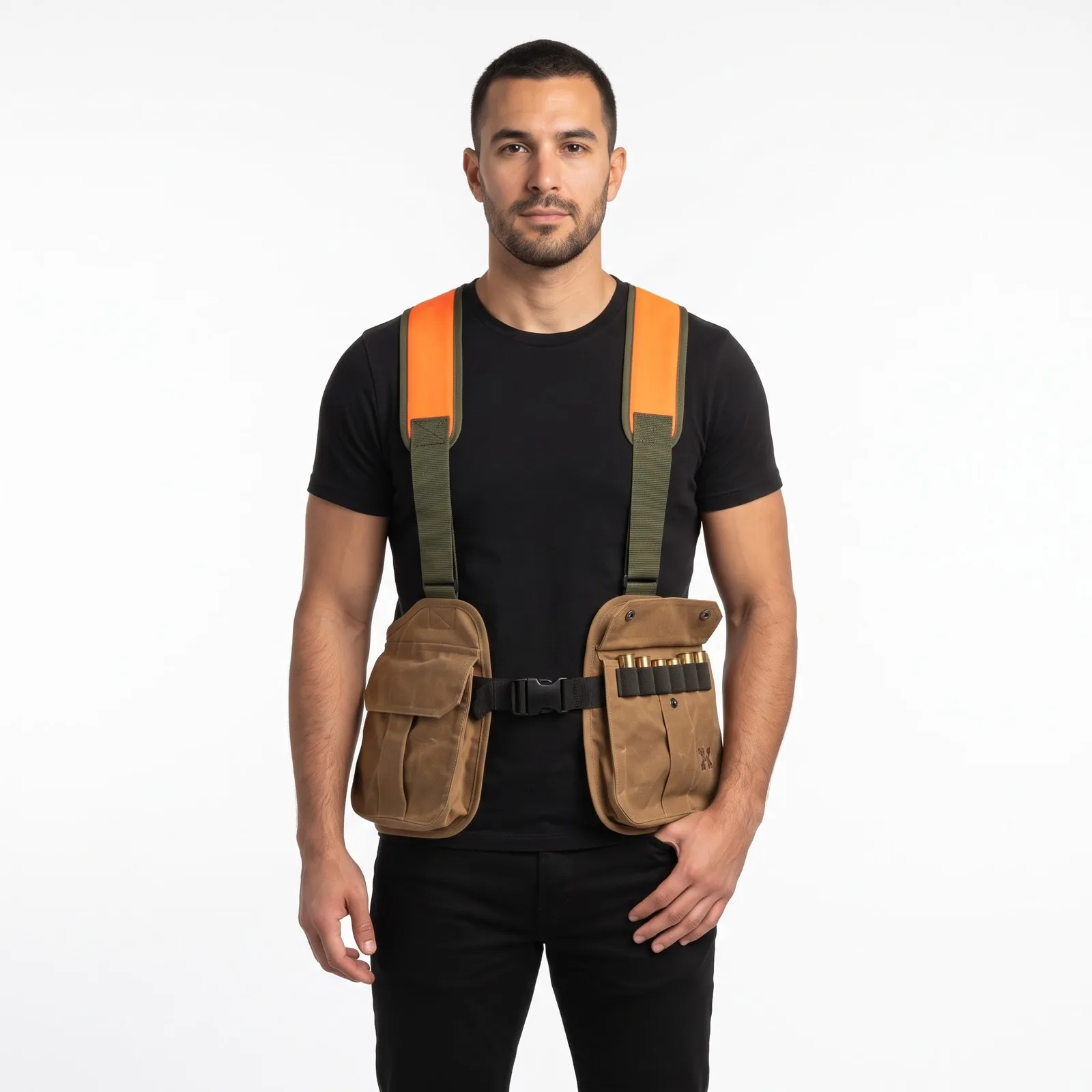 Upland Strap Vest With Game Bag Ripstop Zip Pockets Embroidered Custom Logo OEM Wholesale — front view