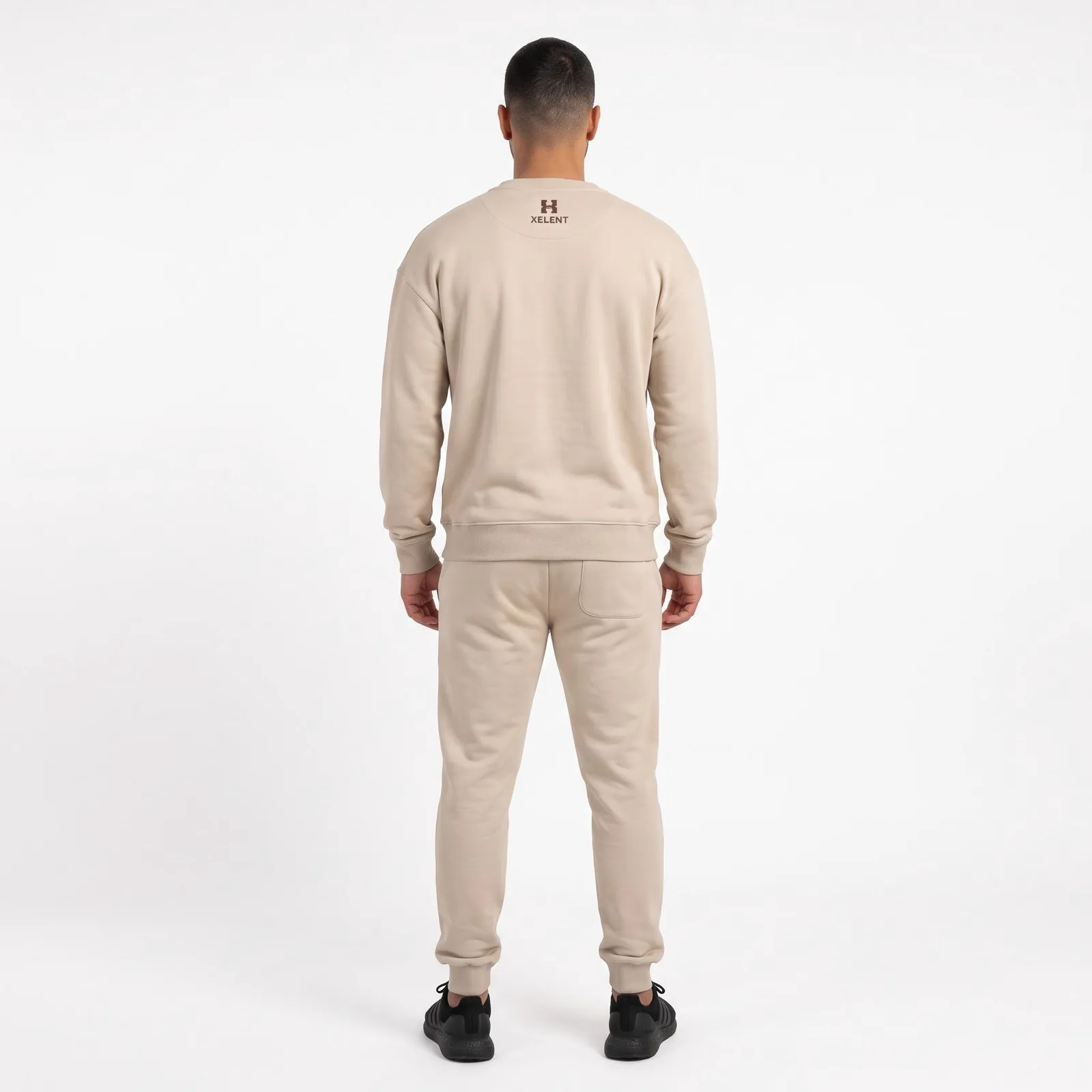 Cotton French Terry Jogging Set Pockets Embroidered Custom Logo OEM Wholesale — back view