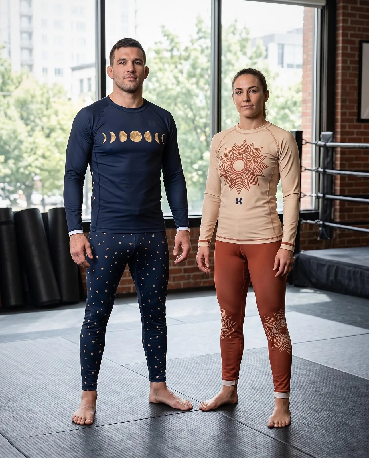 Celestial No Gi Set, Sublimated BJJ Rashguard and Spats, Custom OEM Grappling Wholesale — back view