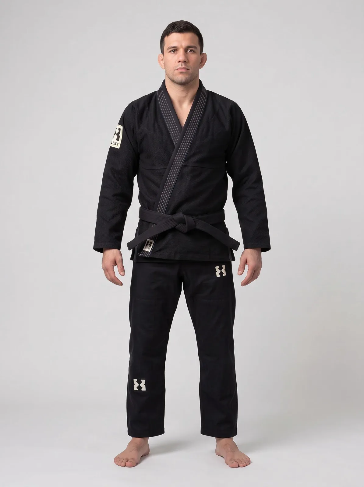 Black BJJ Gi, Custom Embroidered Jiu Jitsu Kimono, Custom OEM 450 GSM Pearl Weave Jiu Jitsu Kimono, Wholesale Manufacturer — back view