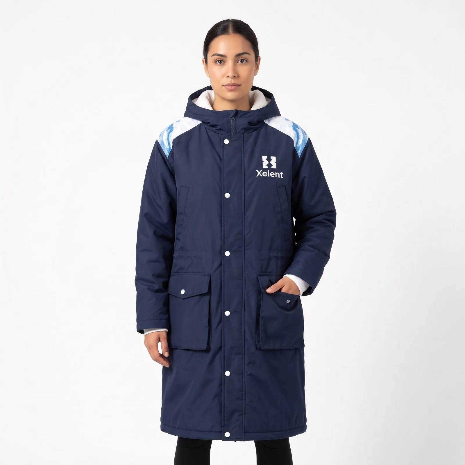 Swim Team Parka Fleece Sublimated Zip Hooded Custom Logo OEM Wholesale — front view