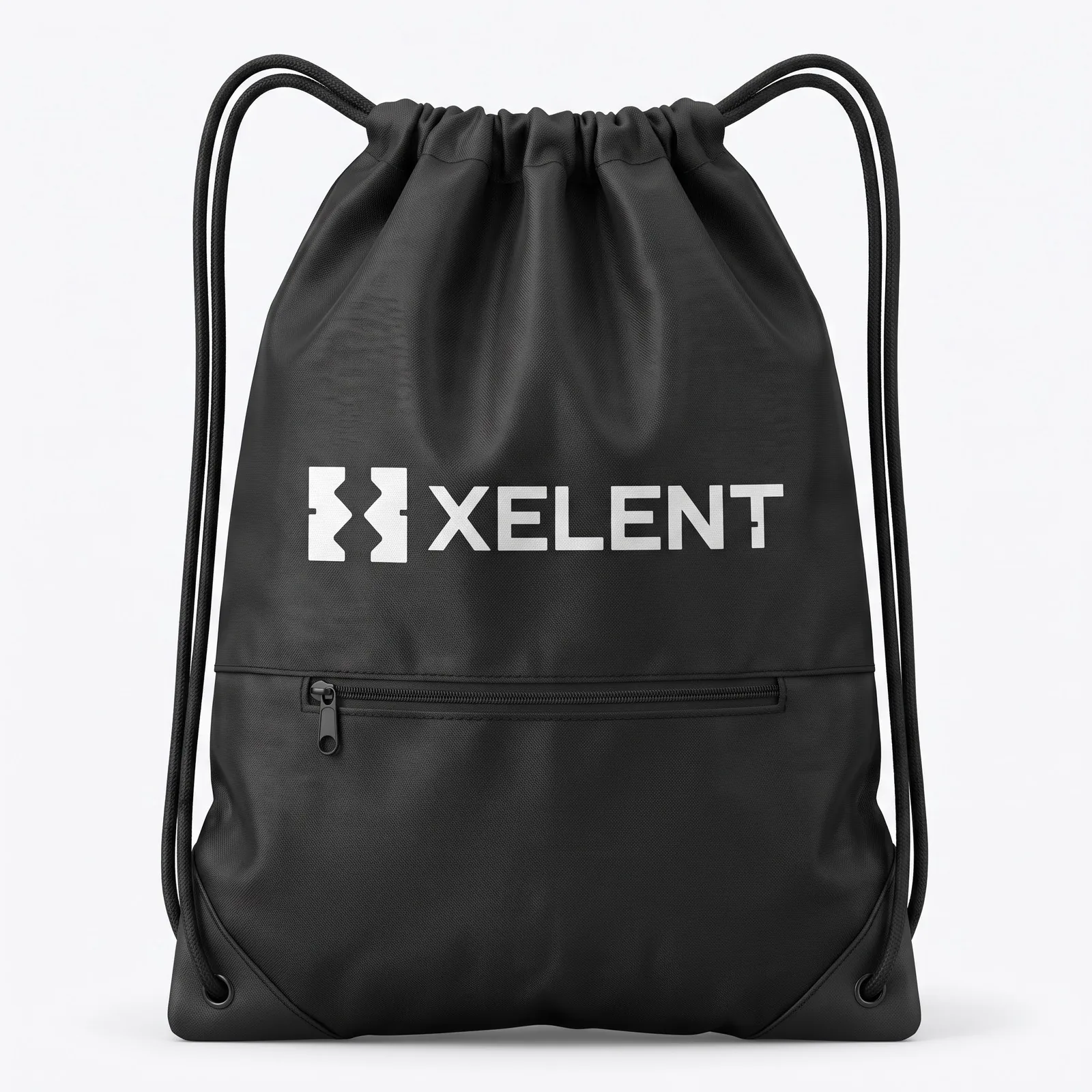Custom Basketball Team Drawstring Bag Gym Sackpack with Zip Pocket OEM Wholesale — front view