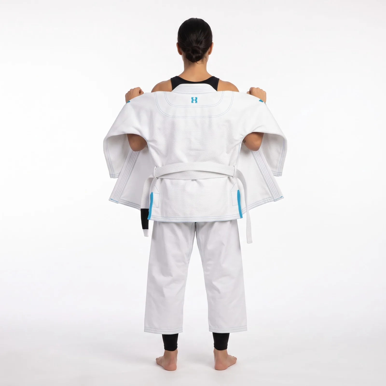 Kids BJJ Starter Kit Pearl Weave Cotton Sublimated Embroidered Custom Logo OEM Wholesale — back view