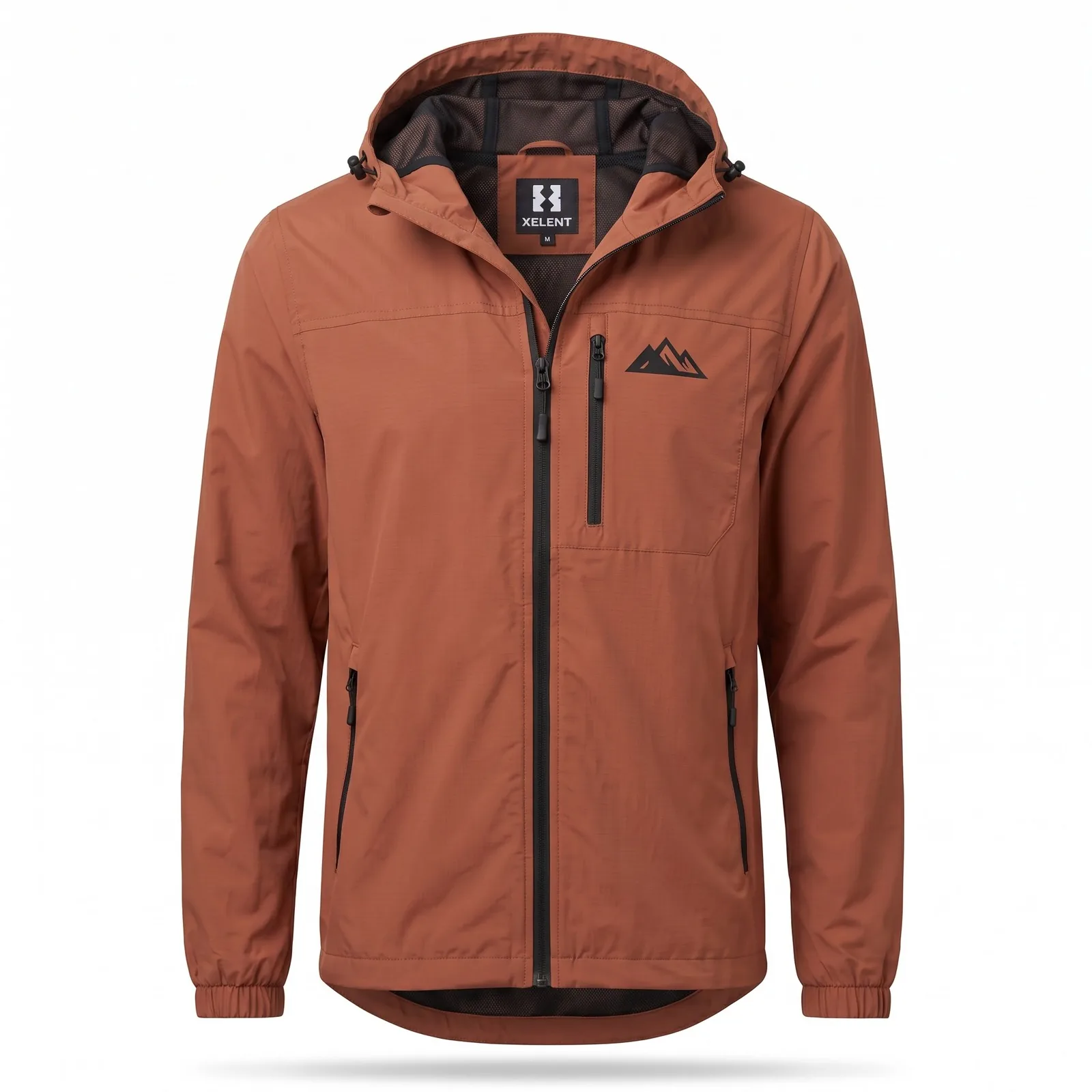 Custom Wind Shell Jacket Packable Nylon Ripstop Hooded Mesh Lined Vented Outdoor Jacket OEM Wholesale — front view