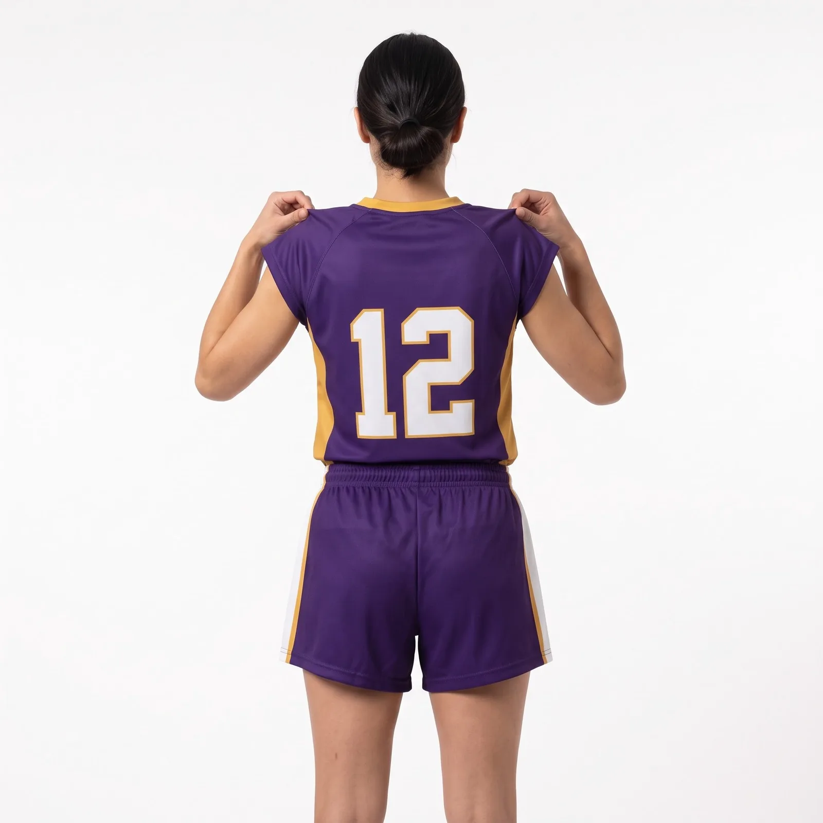 Girls Flag Football Uniform Set Polyester Pockets Custom Logo OEM Wholesale — back view