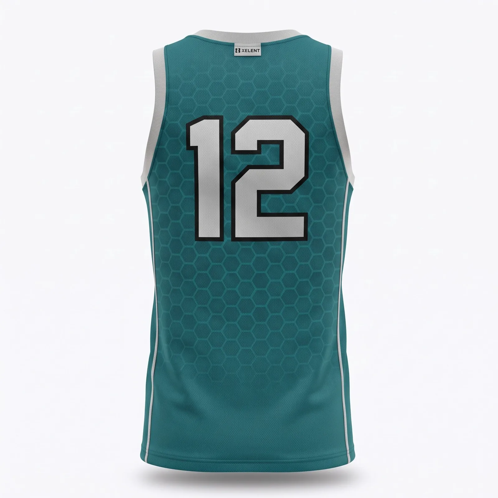 Custom Sublimated Basketball Jersey Honeycomb Pattern Fan Swingman Style Tank OEM — back view