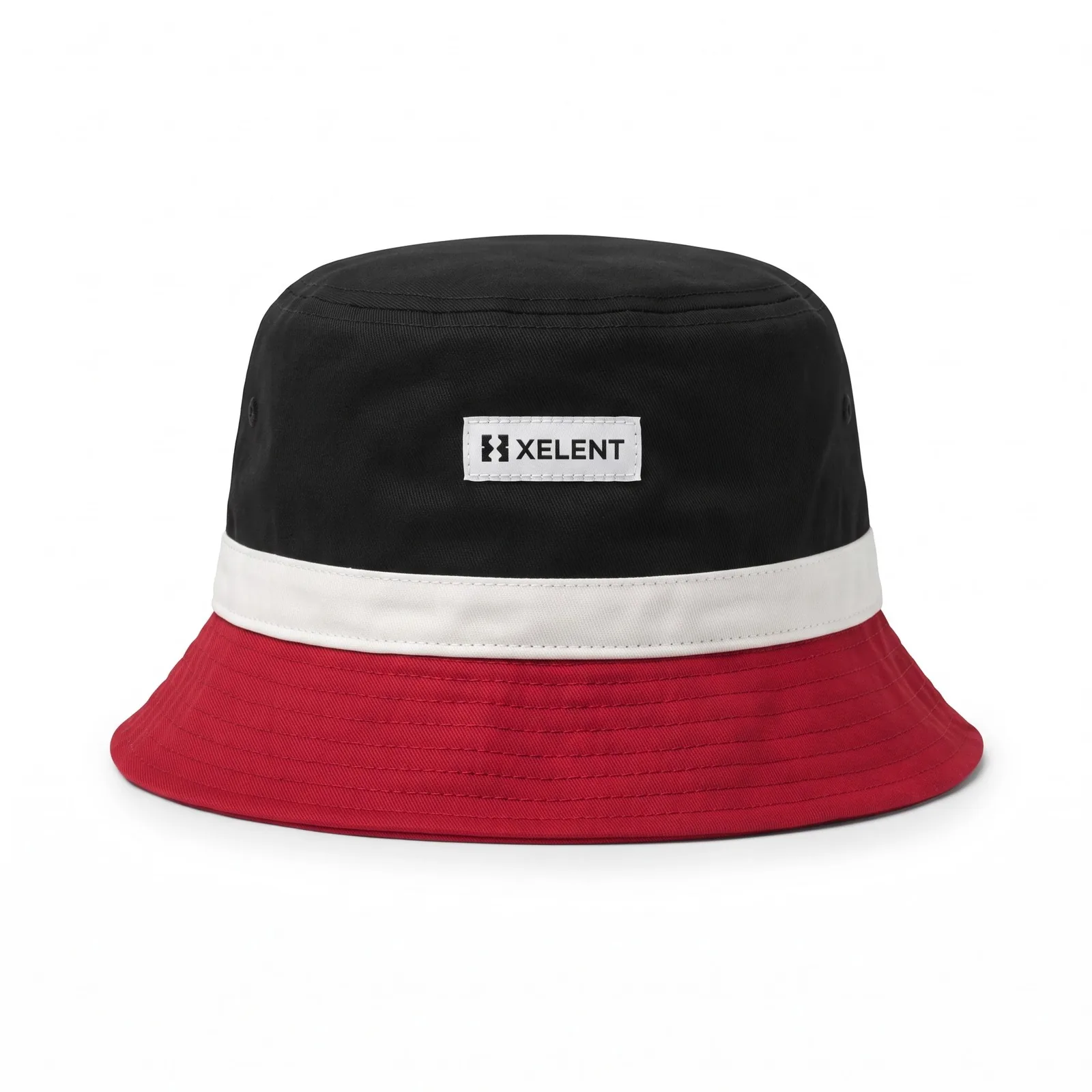 Custom Bucket Hat Colour Block Cotton Twill Embroidered Emblem Basketball Streetwear Hat OEM Wholesale — back view