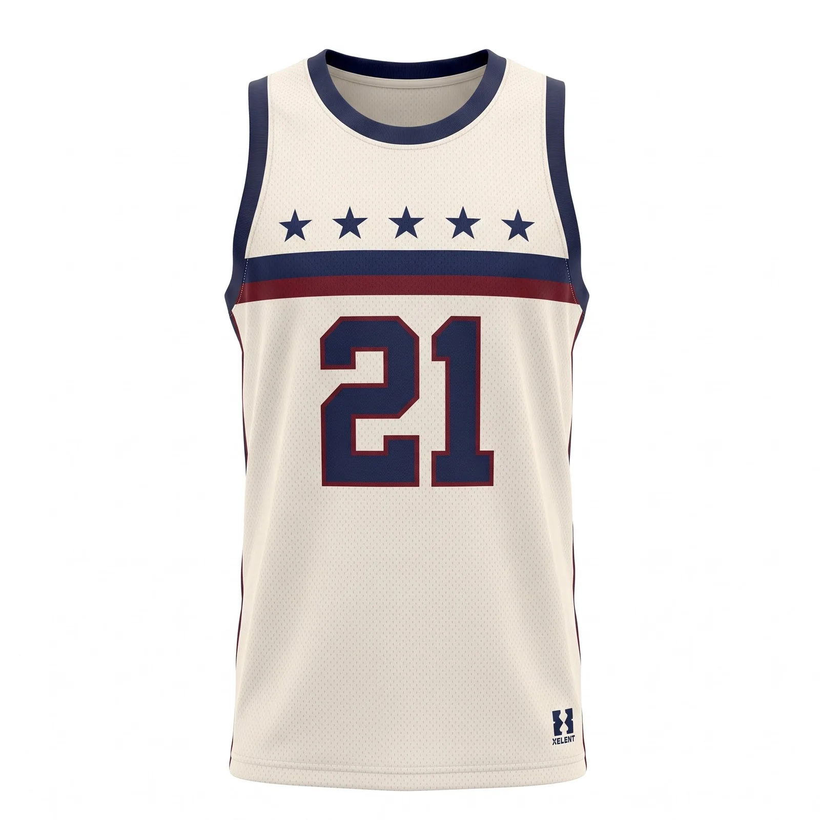Custom Sublimated Basketball Jersey Cream Heritage Retro Fan Swingman Style Tank OEM — front view