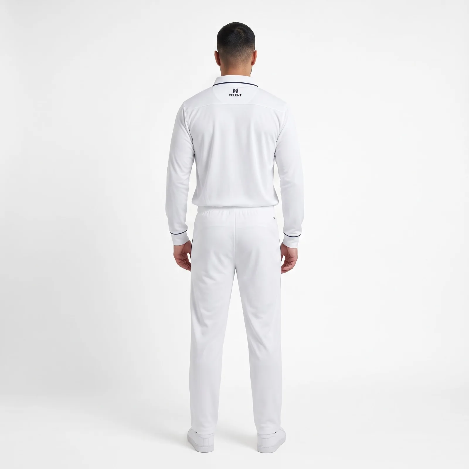 Cricket Playing Whites Set Polyester Pockets Embroidered Custom Logo OEM Wholesale — back view