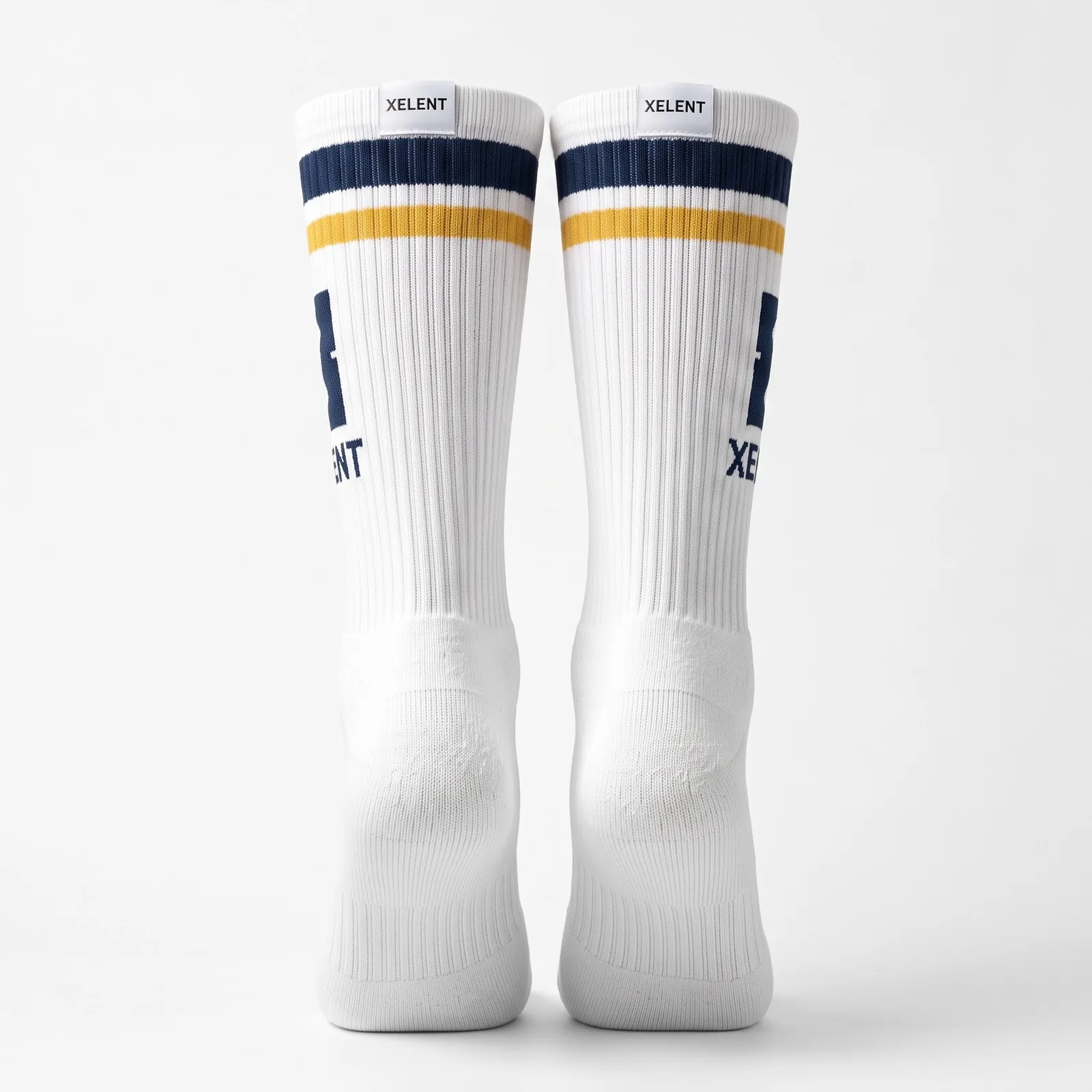 Custom Basketball Socks Cushioned Team Crew Sports Socks with Stripes OEM Wholesale — back view