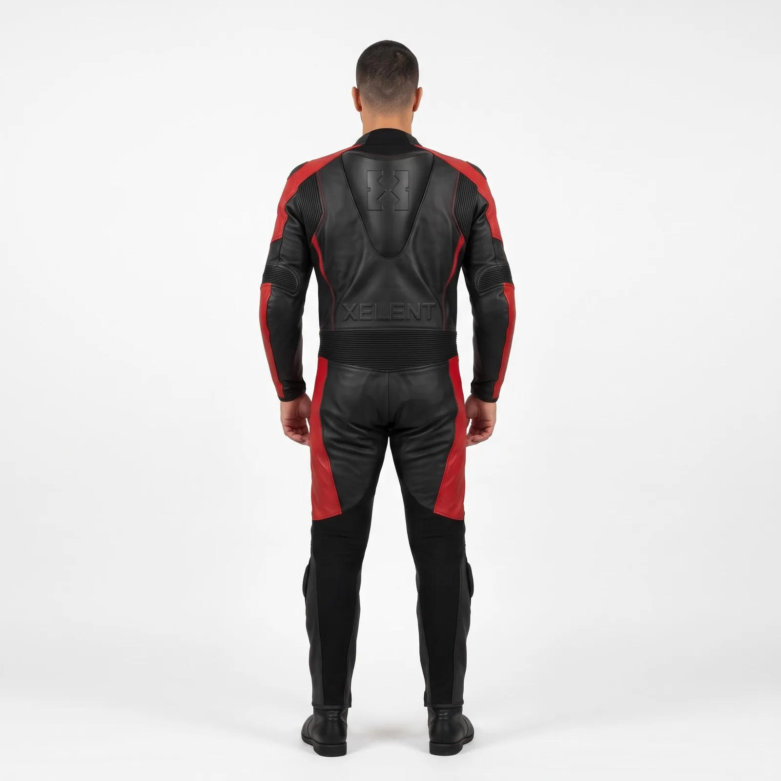 Motorcycle Racing Suit Leather One Piece Cowhide Perforated Panels Aero Hump Track Suit Custom Logo OEM — back view