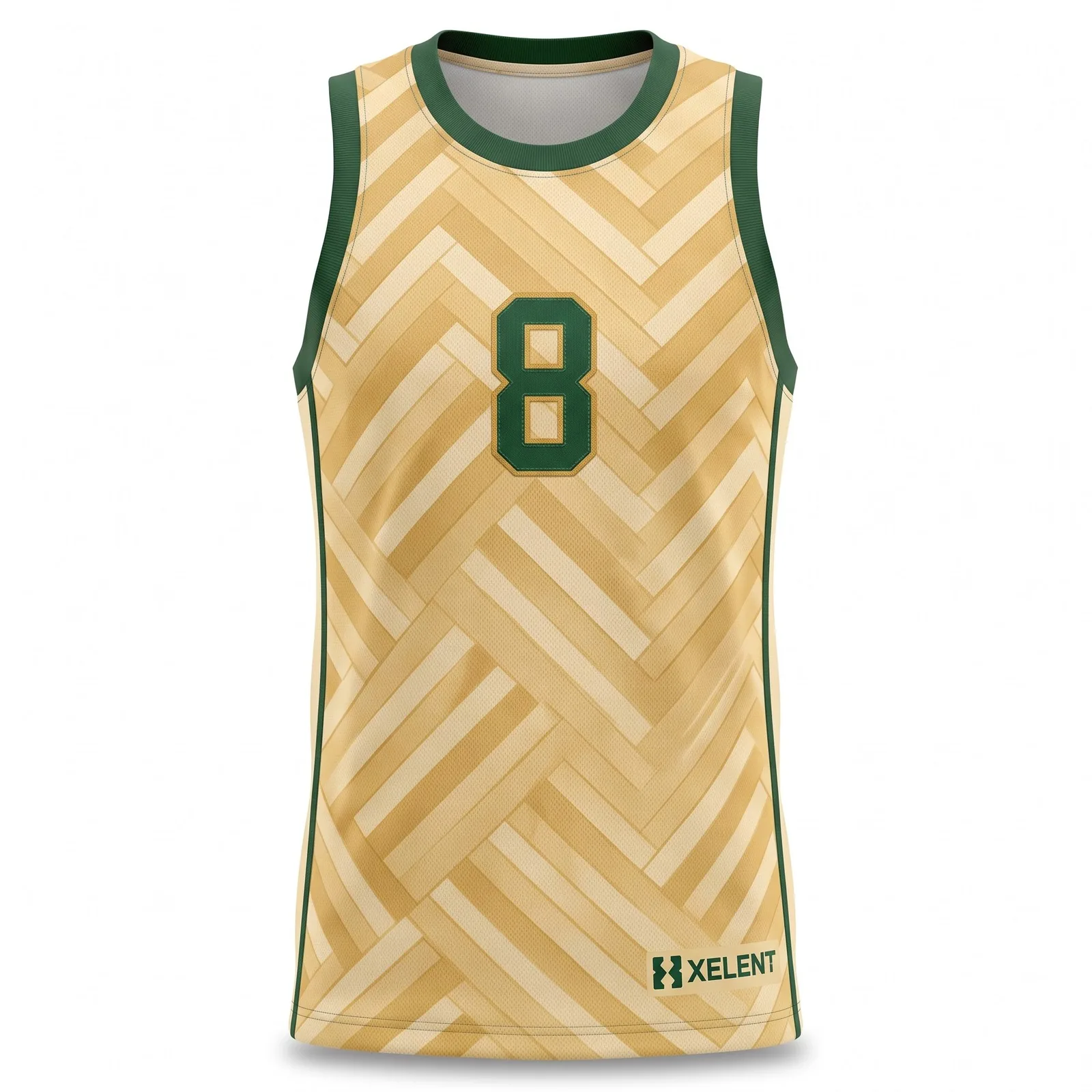 Custom Sublimated Basketball Jersey Parquet Pattern Fan Swingman Style Tank OEM Wholesale — front view