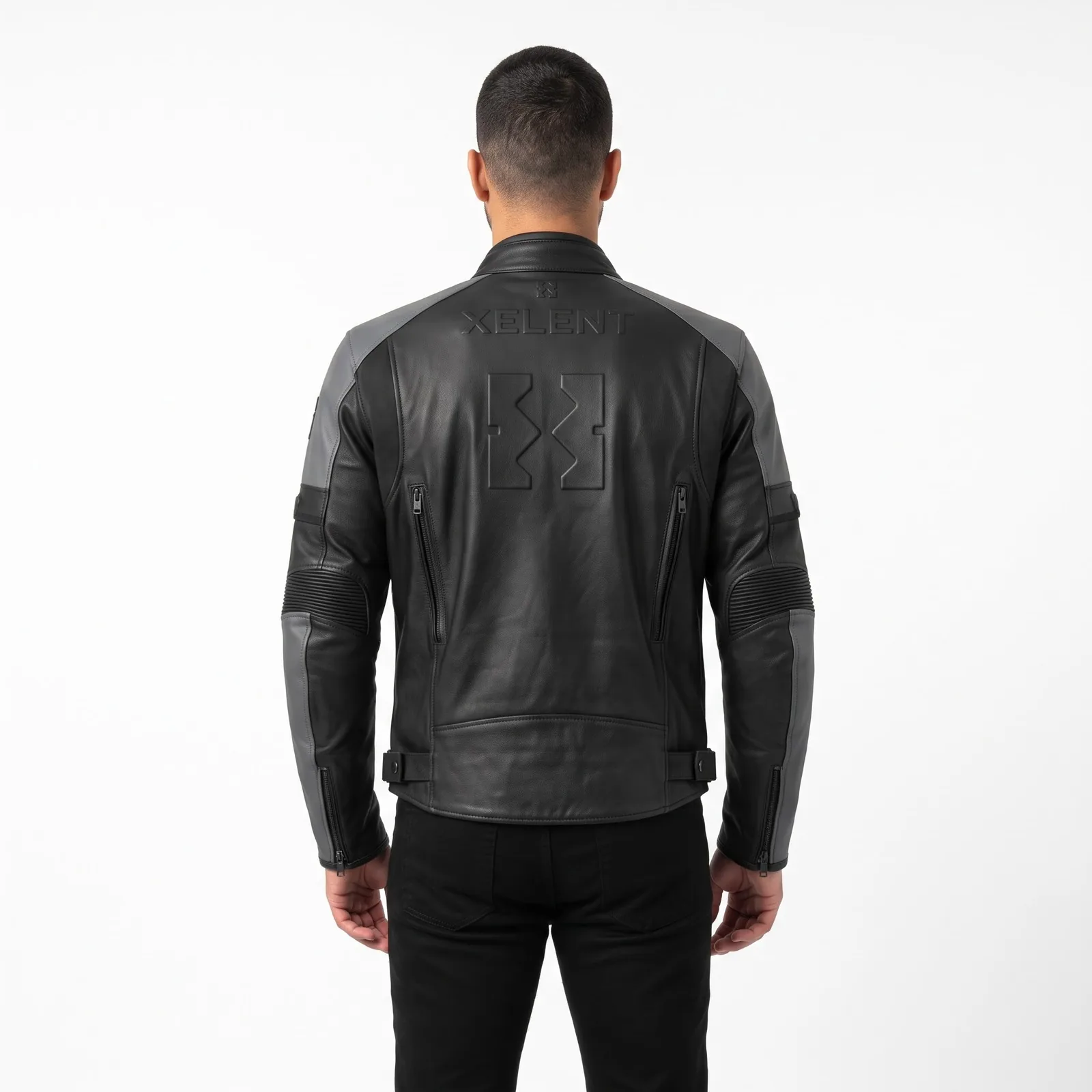 Motorcycle Leather Jacket Men Touring Cowhide Vents Removable Liner Armour Pockets Custom Logo OEM Wholesale — back view