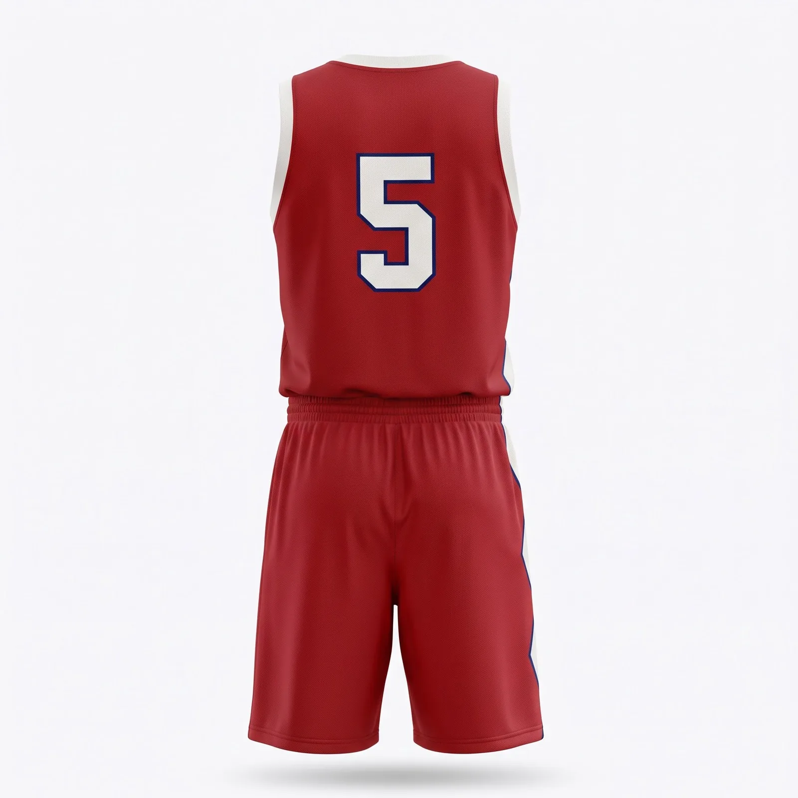 Custom Basketball Uniform Set Zig-Zag Sash Sublimated Jersey and Shorts OEM Wholesale — back view