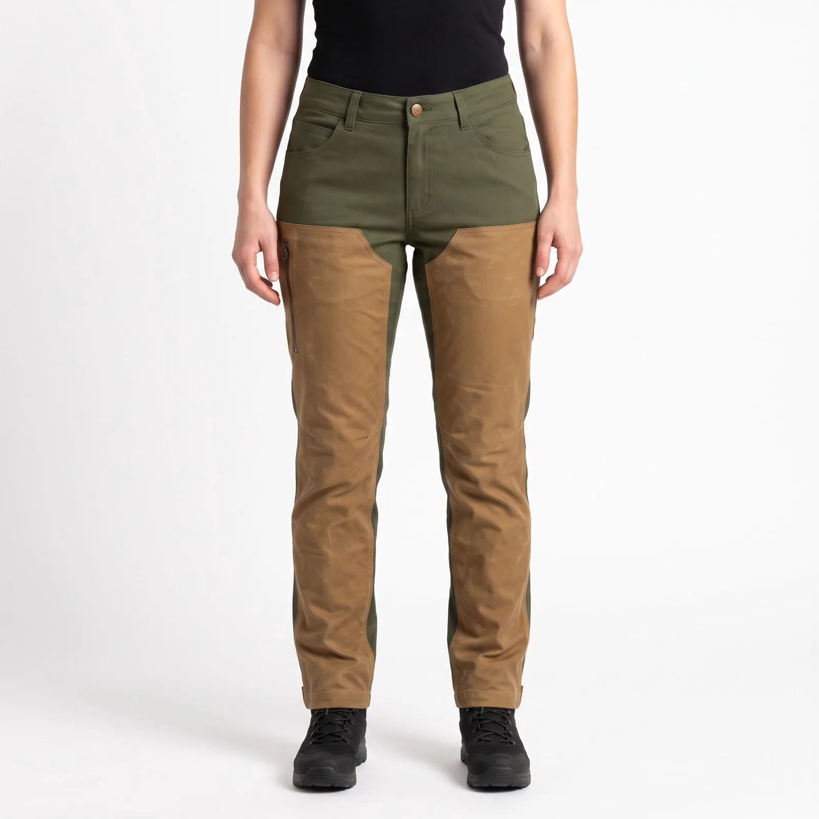 Women's Upland Field Pants Waxed Canvas Zip Pockets Embroidered Custom Logo OEM Wholesale — front view