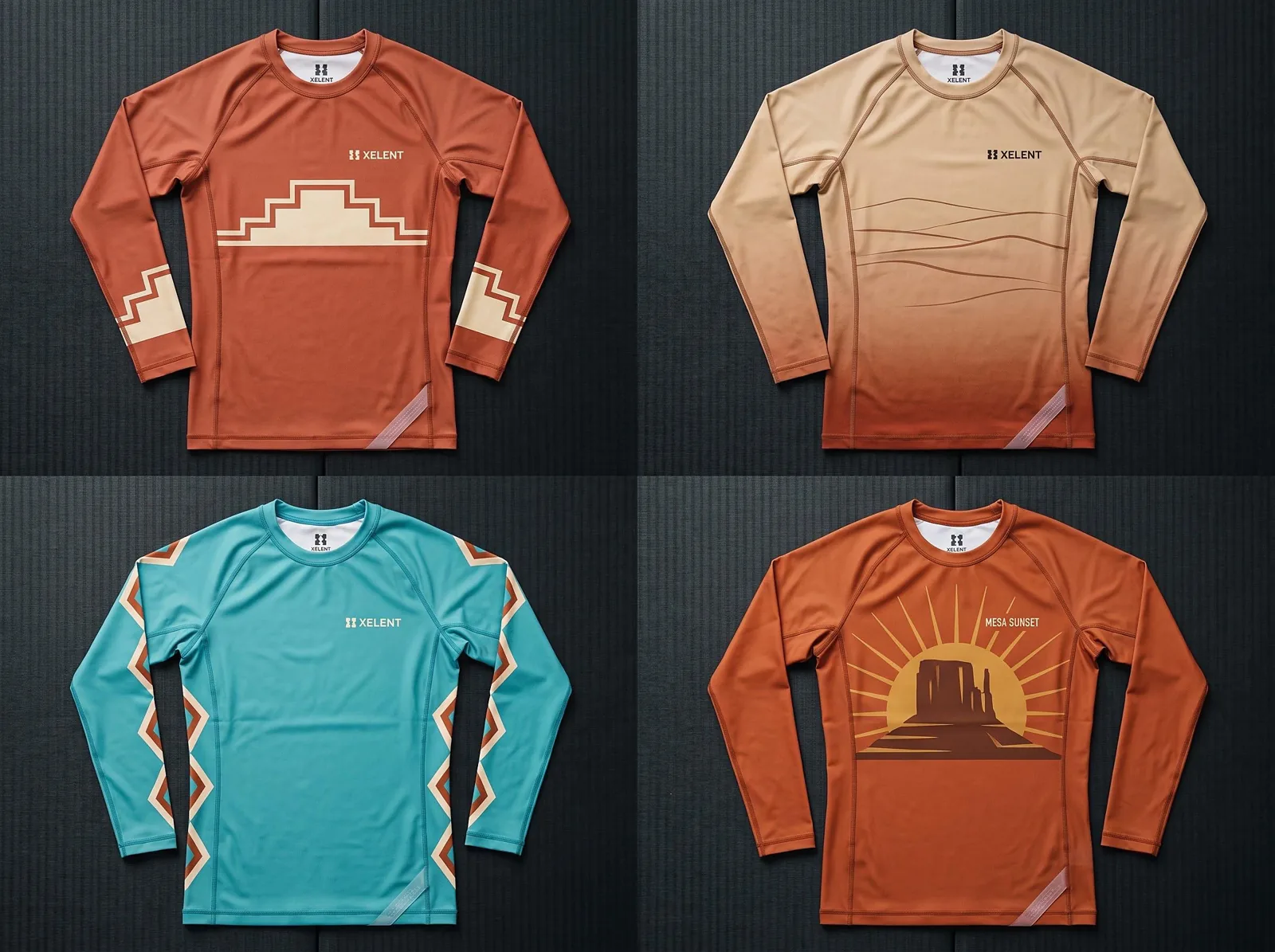 Southwestern BJJ Rashguard Collection, Sublimated Custom BJJ Rash Guard, Wholesale OEM MMA Compression Shirt — front view