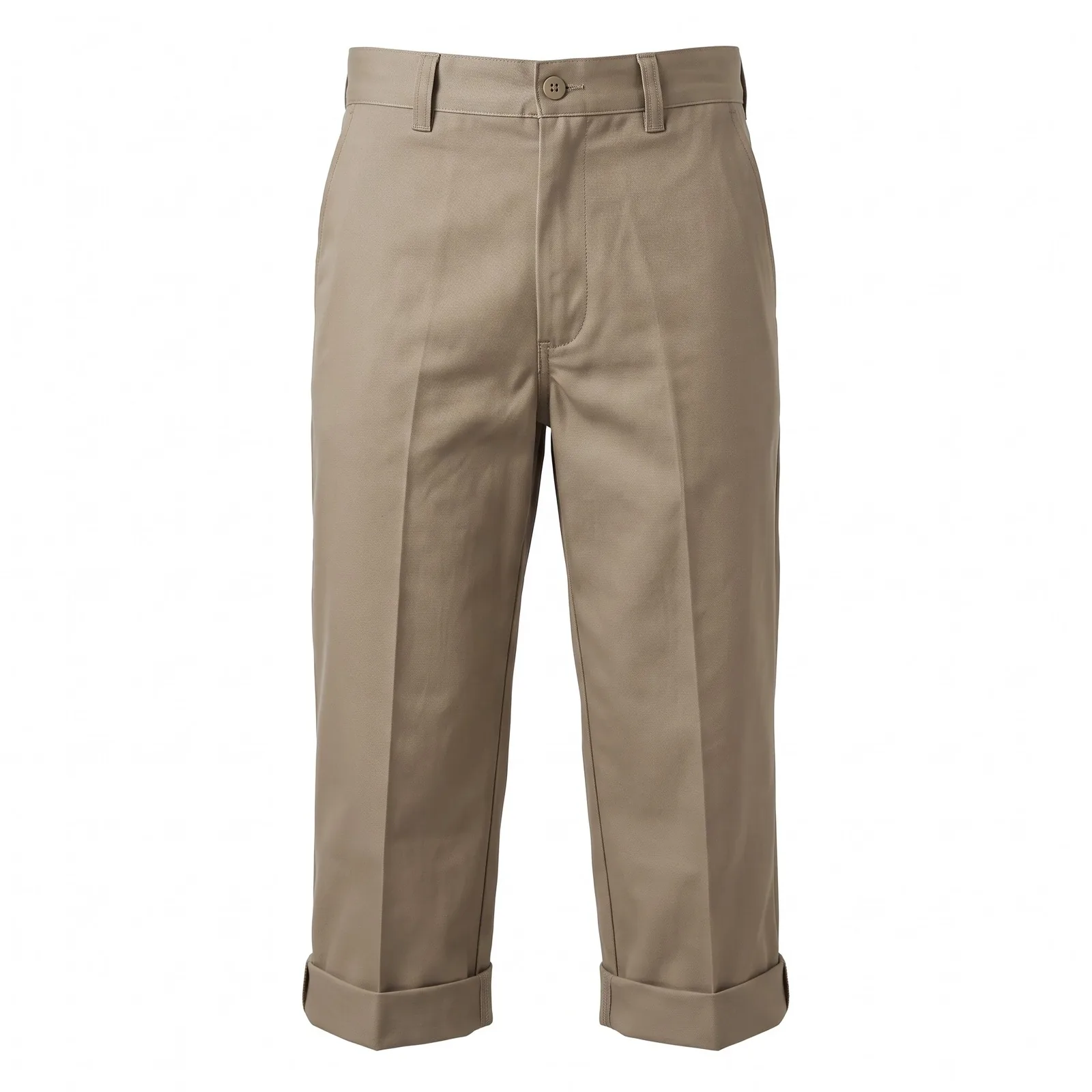 Custom Work Shorts Cotton Twill Pressed Crease Turned Cuff Below Knee Streetwear Shorts OEM Wholesale — front view