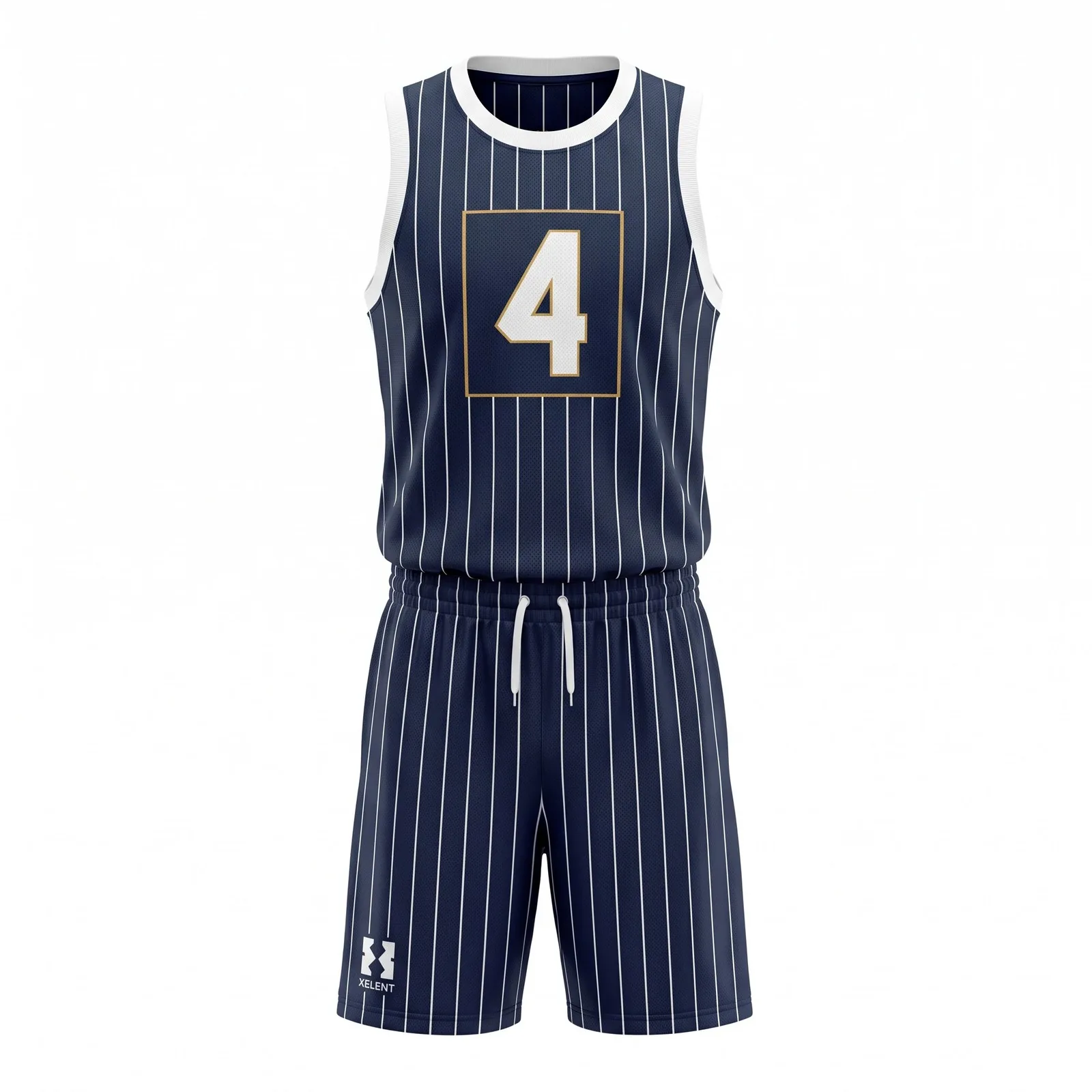Custom Basketball Uniform Set Pinstripe Sublimated Jersey and Shorts Team Kit OEM — front view