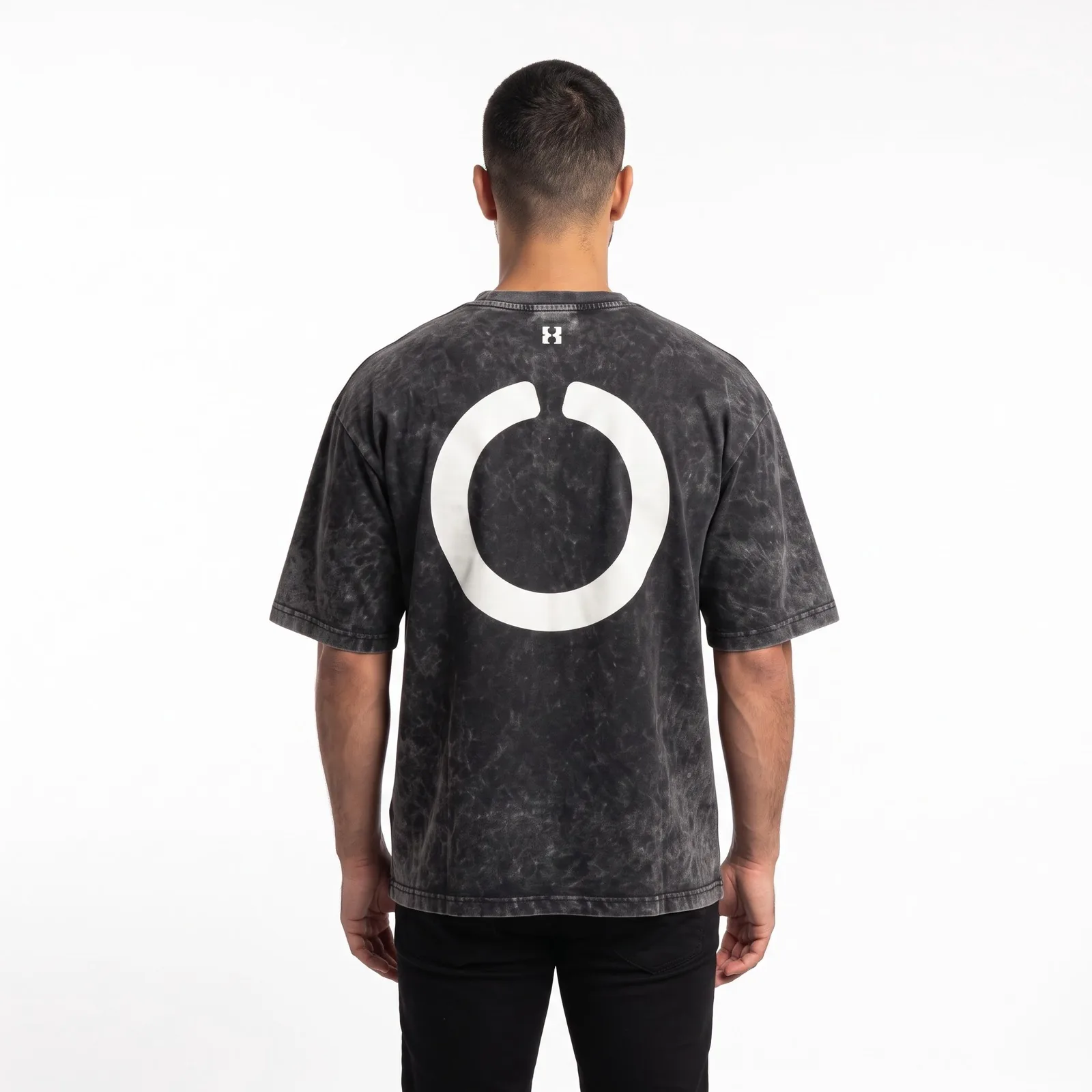 Acid-Wash Boxy Heavyweight Tee Cotton Custom Logo OEM Wholesale — back view