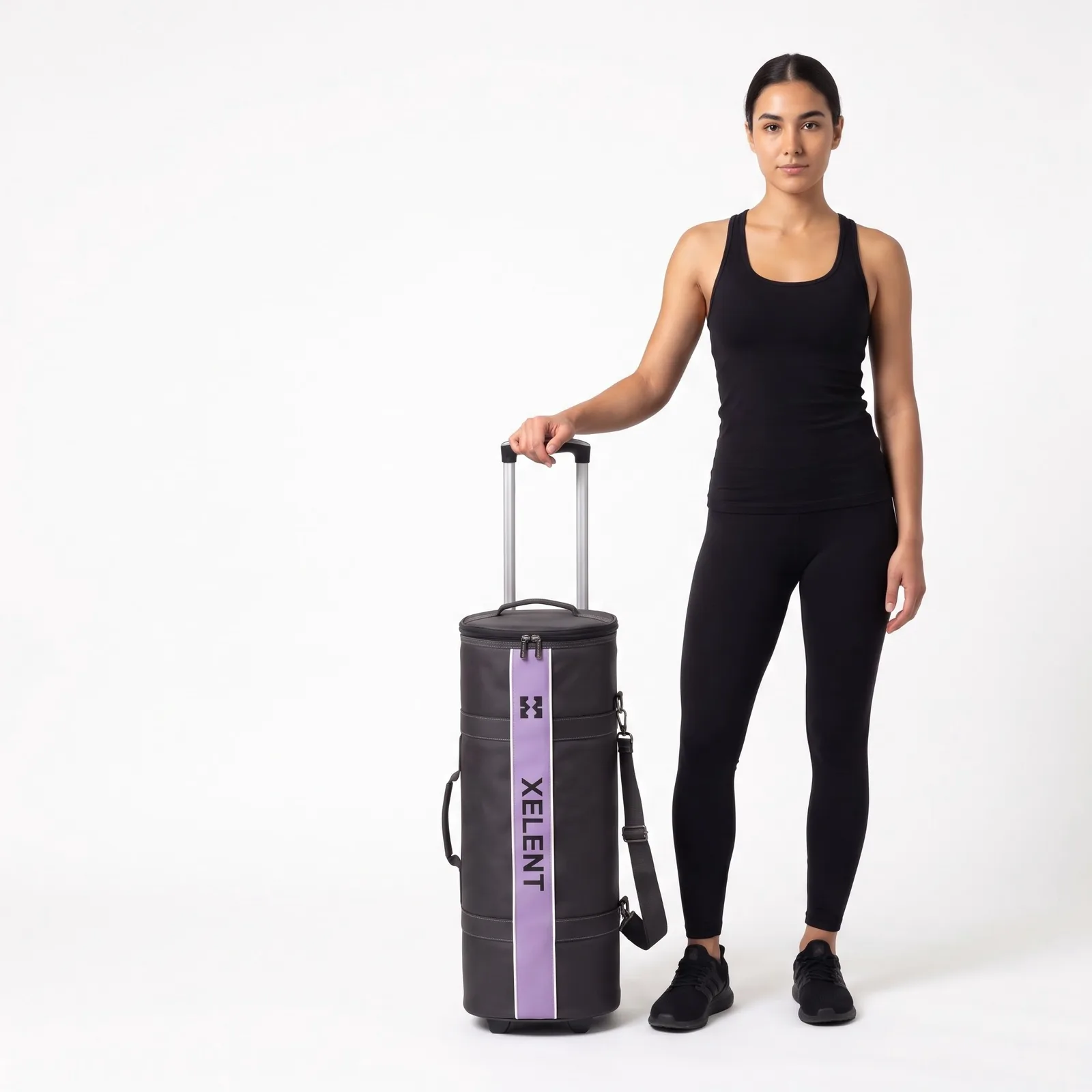 Wheeled Yoga Mat Carrier Nylon Sublimated Zip Embroidered Custom Logo OEM Wholesale — front view