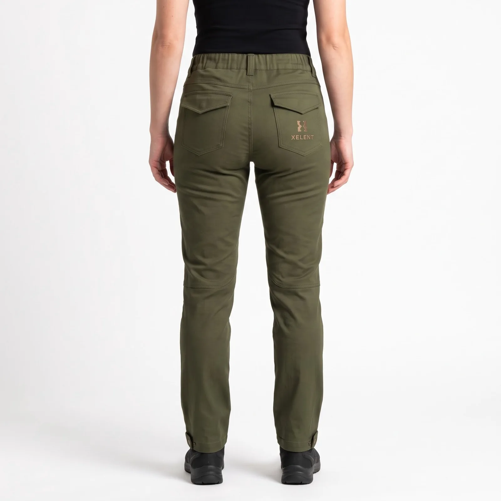 Women's Upland Field Pants Waxed Canvas Zip Pockets Embroidered Custom Logo OEM Wholesale — back view