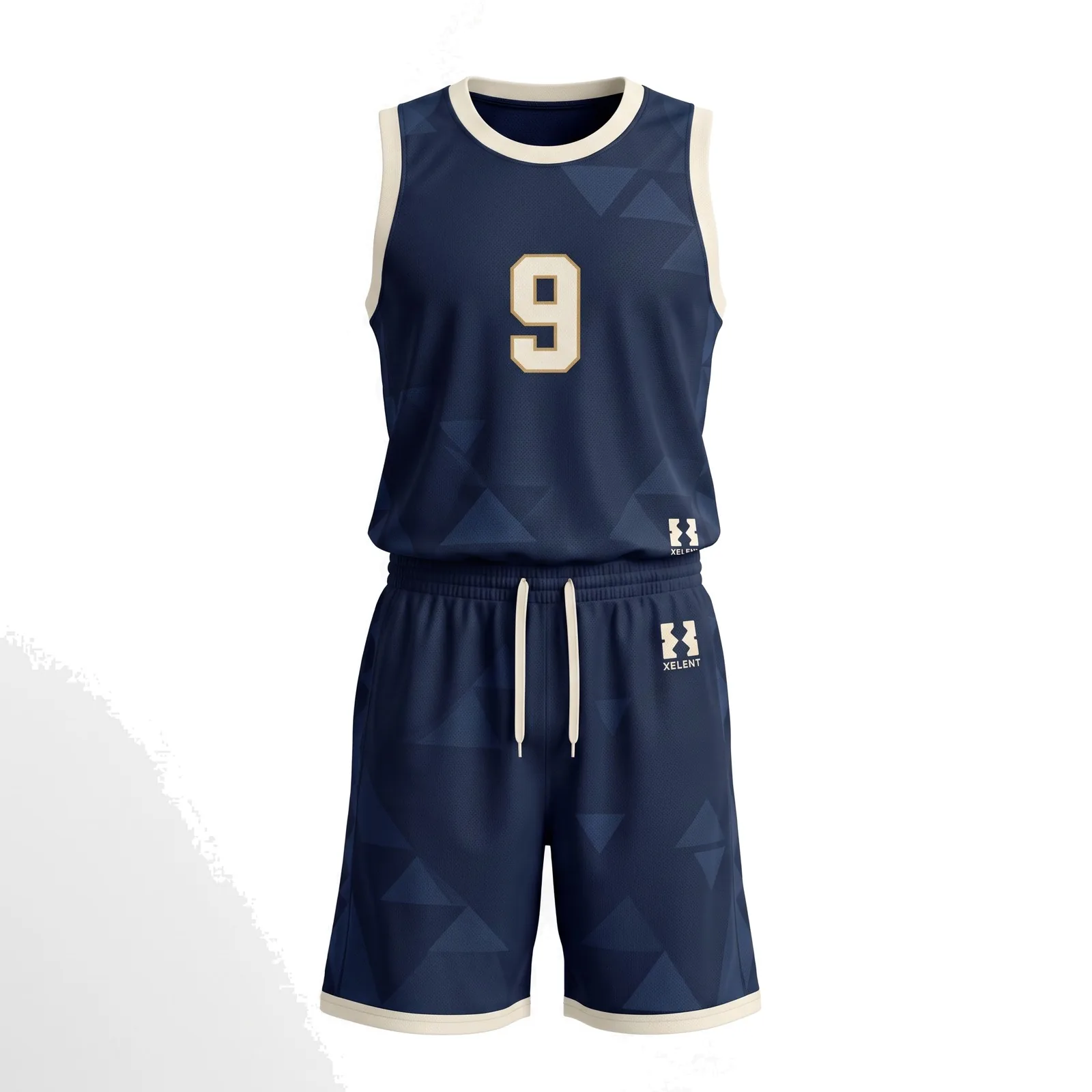 Custom Basketball Uniform Set Tonal Geometric Sublimated Team Kit OEM Wholesale — front view