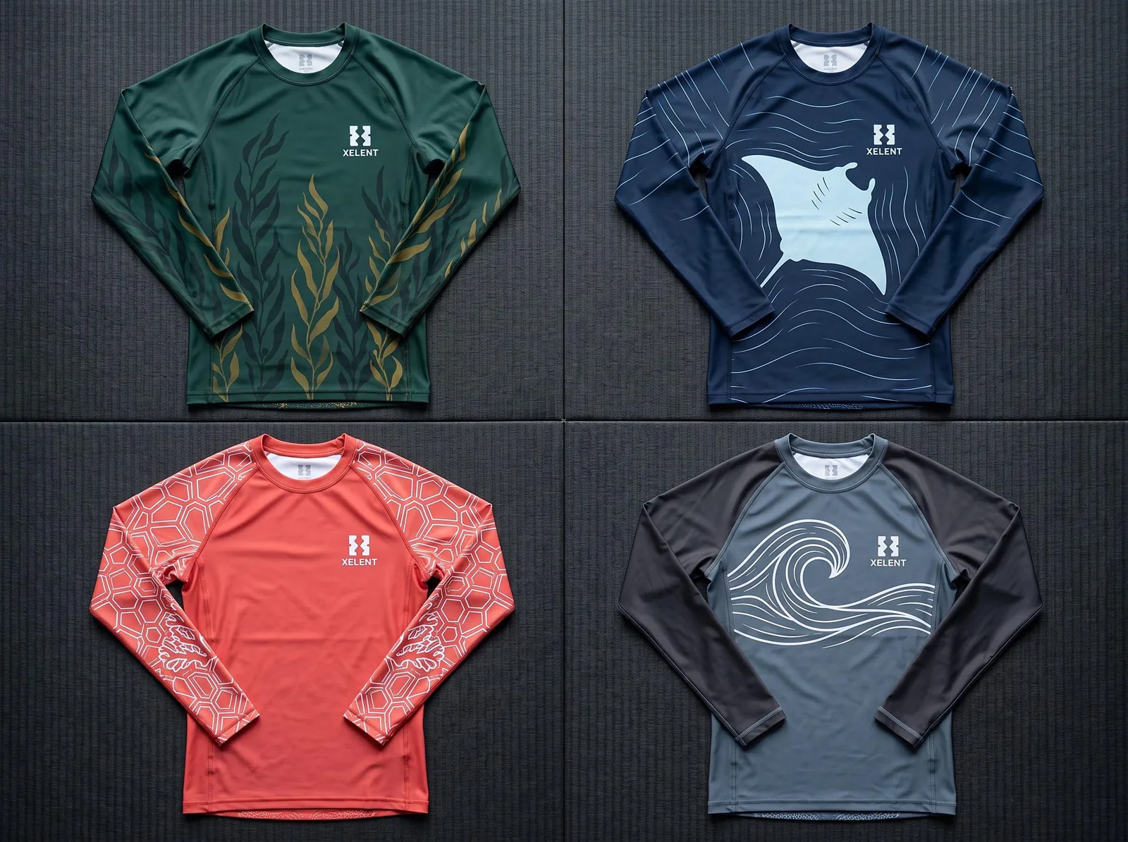Ocean BJJ Rashguard Collection, Sublimated Custom BJJ Rash Guard, Wholesale OEM MMA Compression Shirt — front view