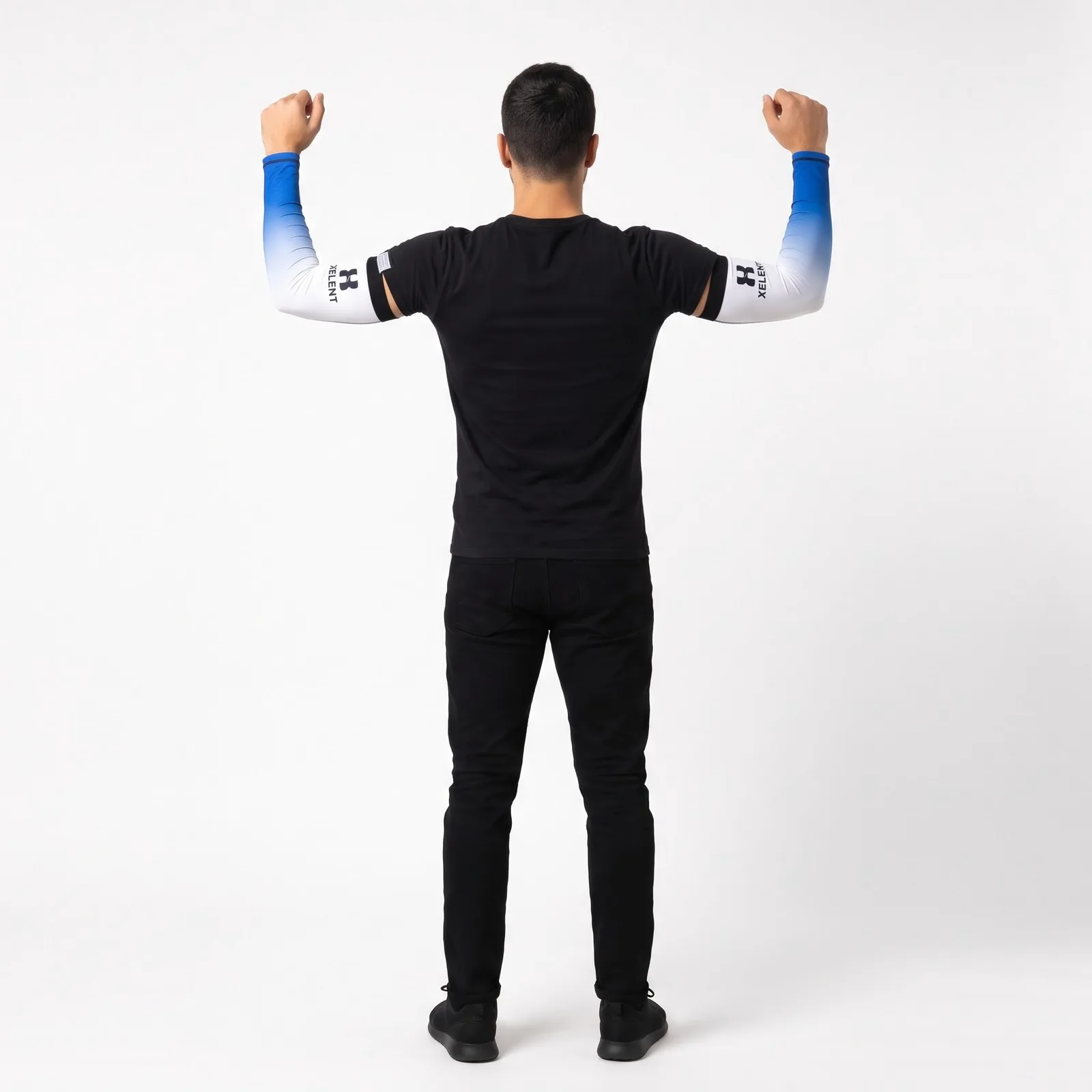 Cycling Sun Sleeves Polyester Spandex Sublimated Custom Logo OEM Wholesale — back view