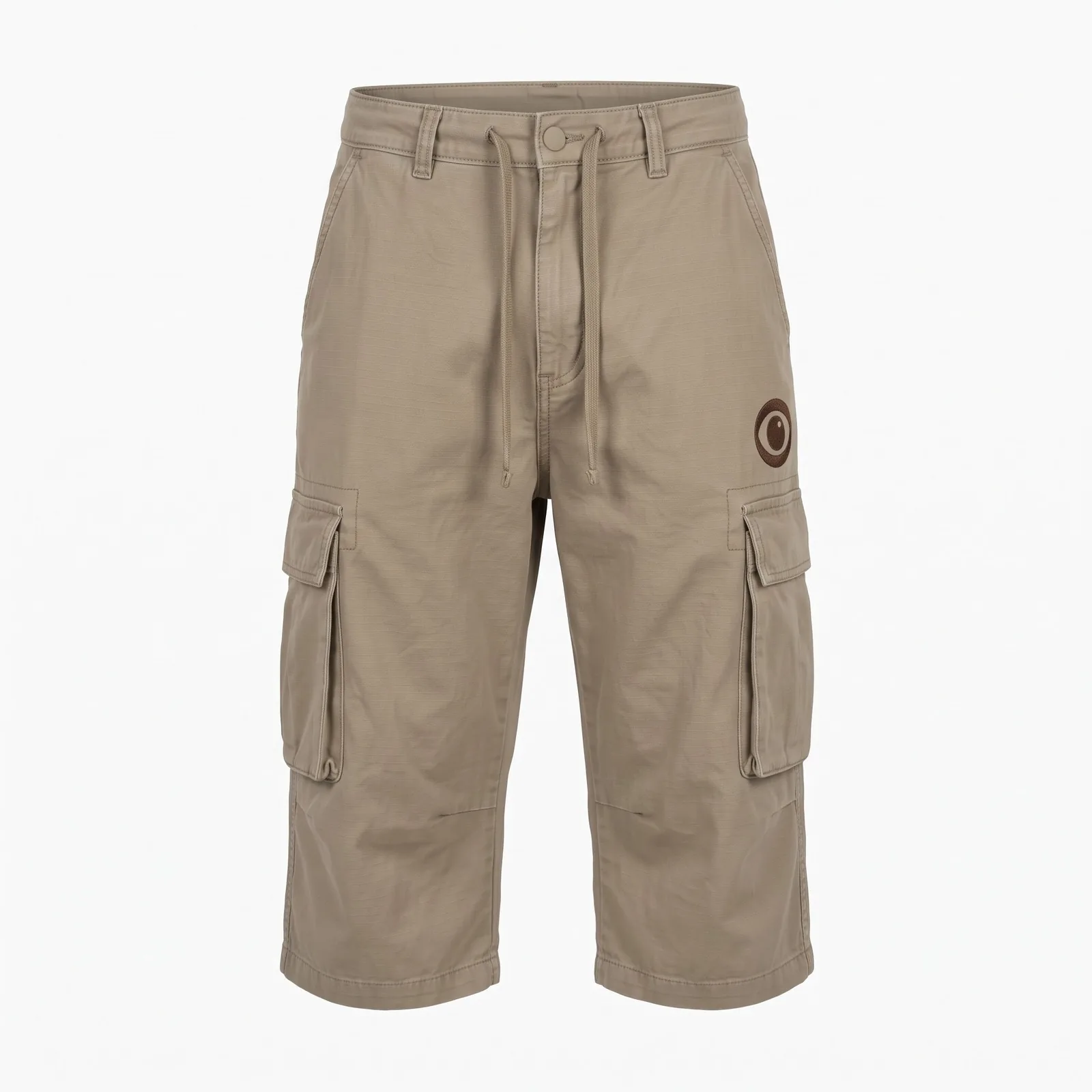 Custom Baggy Cargo Shorts Cotton Ripstop Washed Bellows Pocket Below Knee Skate Shorts OEM Wholesale — front view
