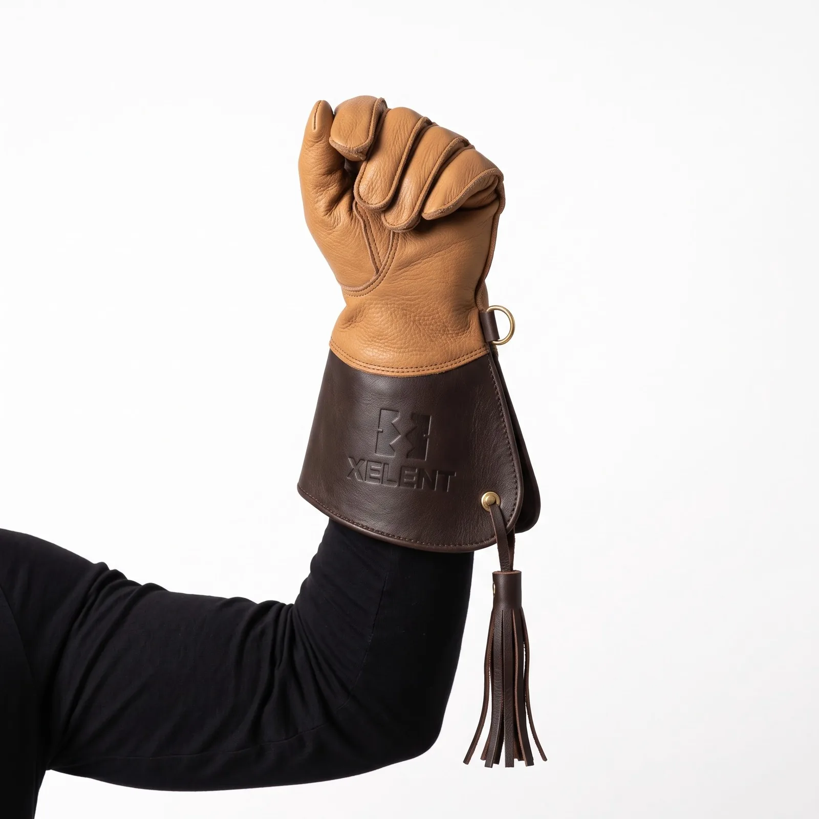 Double-Layer Goatskin Falconry Glove Goatskin Leather Lined Custom Logo OEM Wholesale — front view