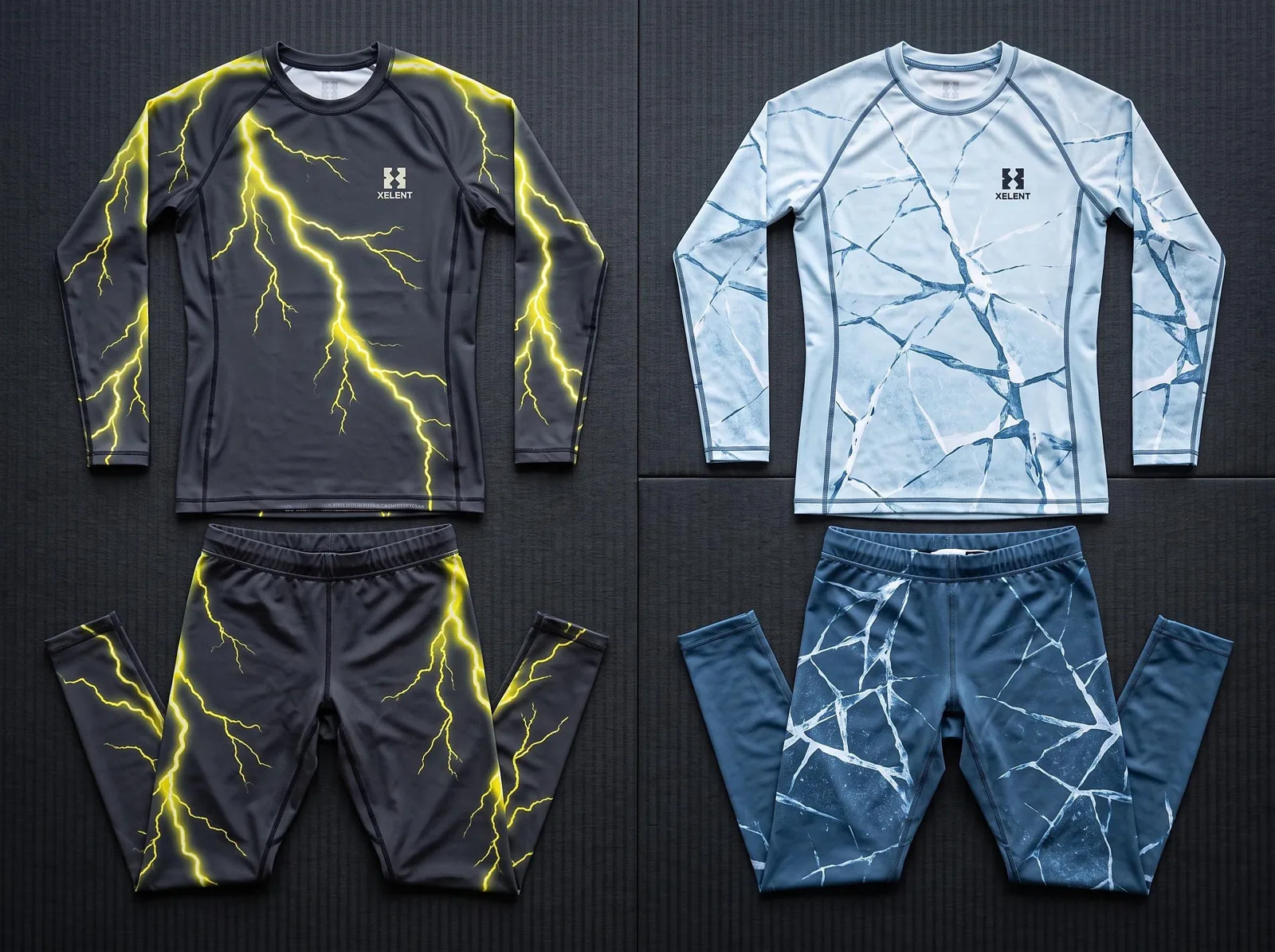 Lightning No Gi Set, Sublimated BJJ Rashguard and Spats, Custom OEM Grappling Wholesale — front view