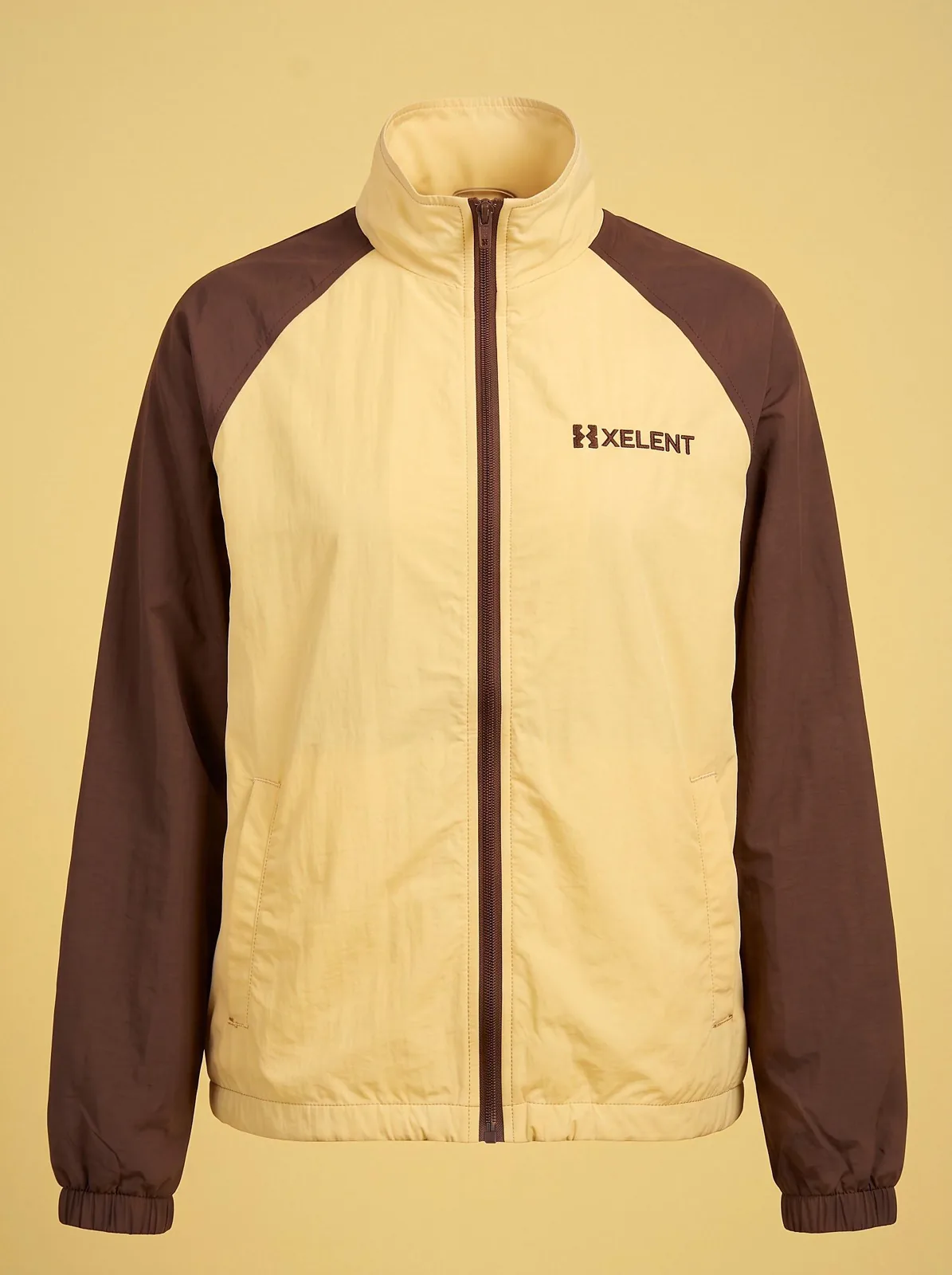 Butter Yellow Cropped Track Jacket, Custom OEM Oversized Nylon Jacket, Unisex Streetwear Manufacturer — back view
