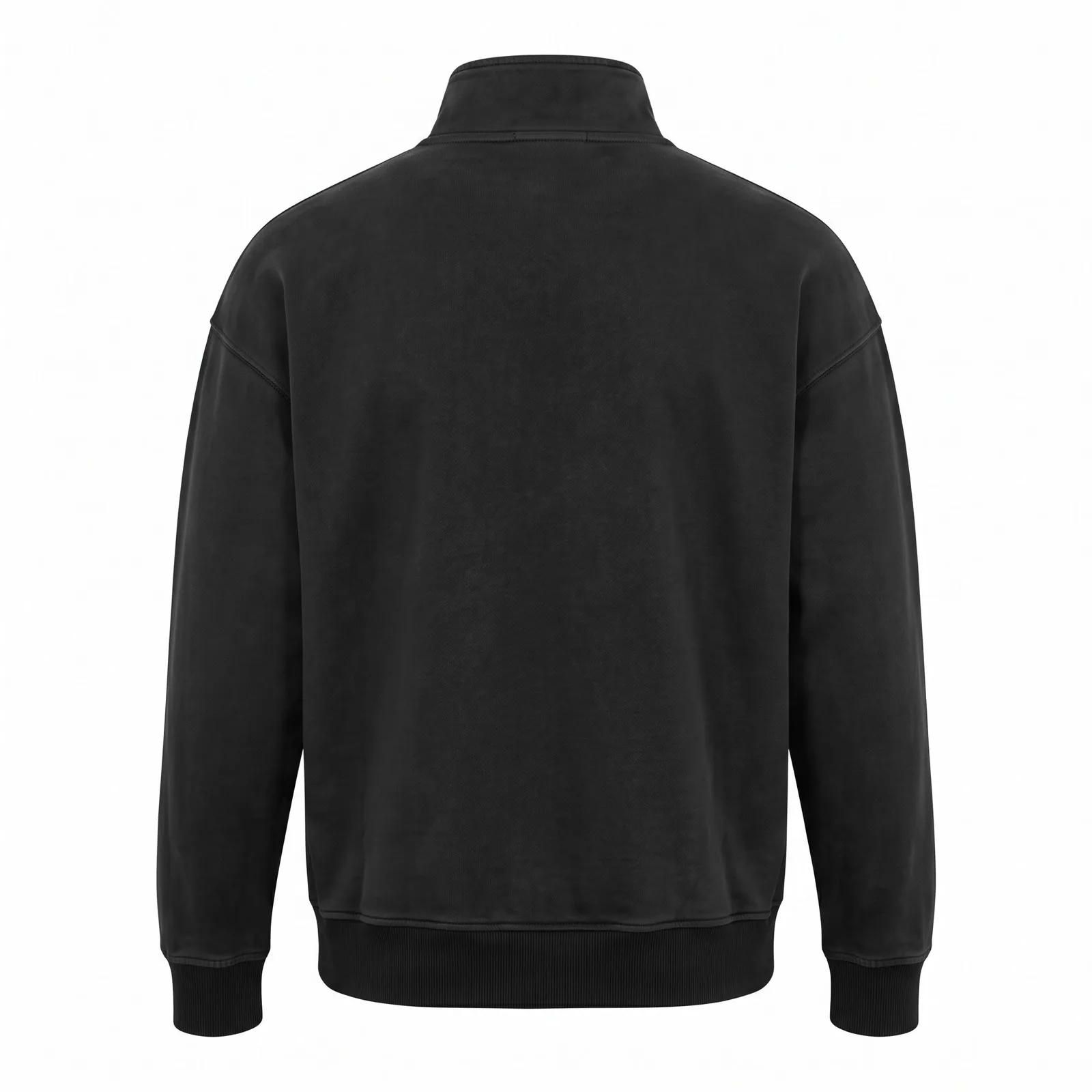 Custom Quarter Zip Pullover Oversized 340 GSM French Terry Stand Collar Gym Sweatshirt OEM Wholesale — back view