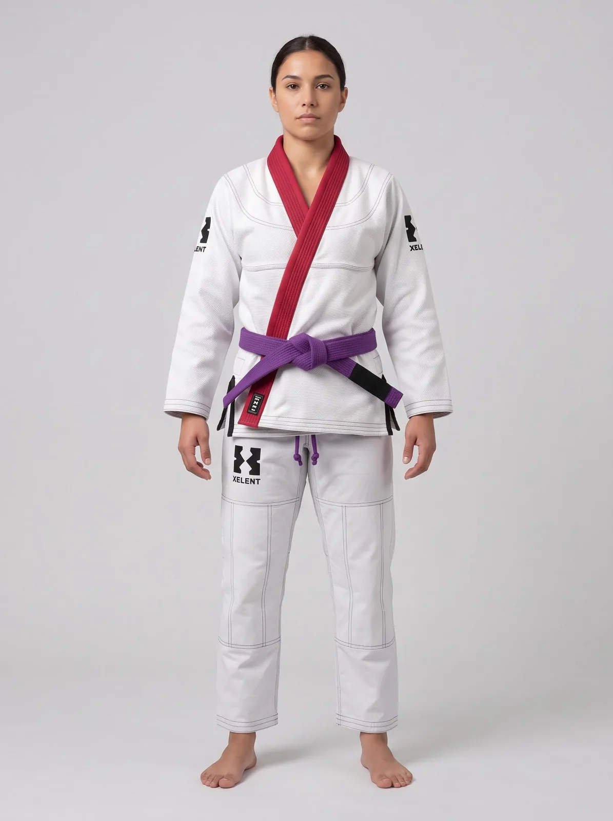 Oni Mask Anime BJJ Gi White, Custom OEM 450 GSM Pearl Weave Jiu Jitsu Kimono, Wholesale Manufacturer — back view