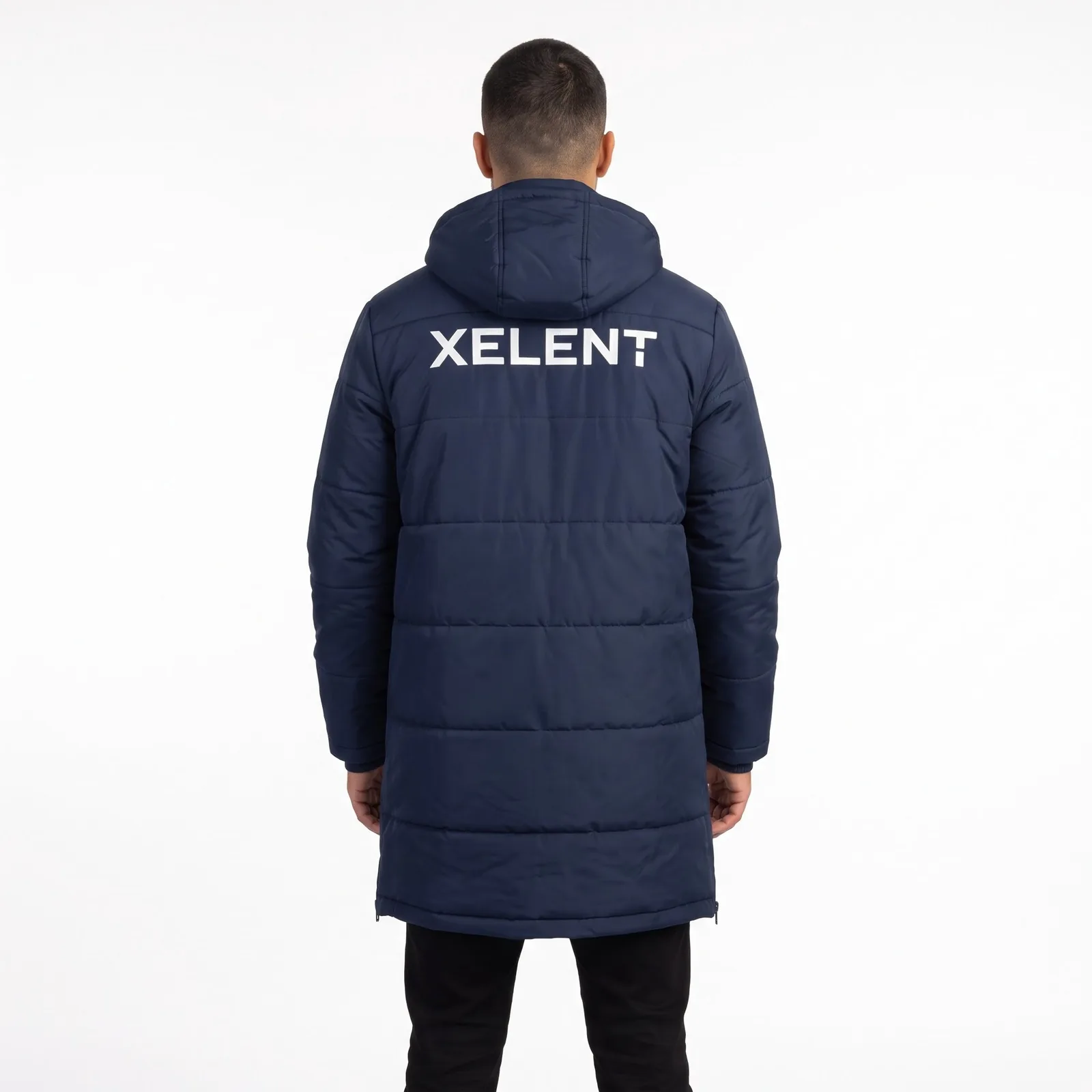 Padded Sideline Bench Coat Fleece Sublimated Zip Hooded Custom Logo OEM Wholesale — back view