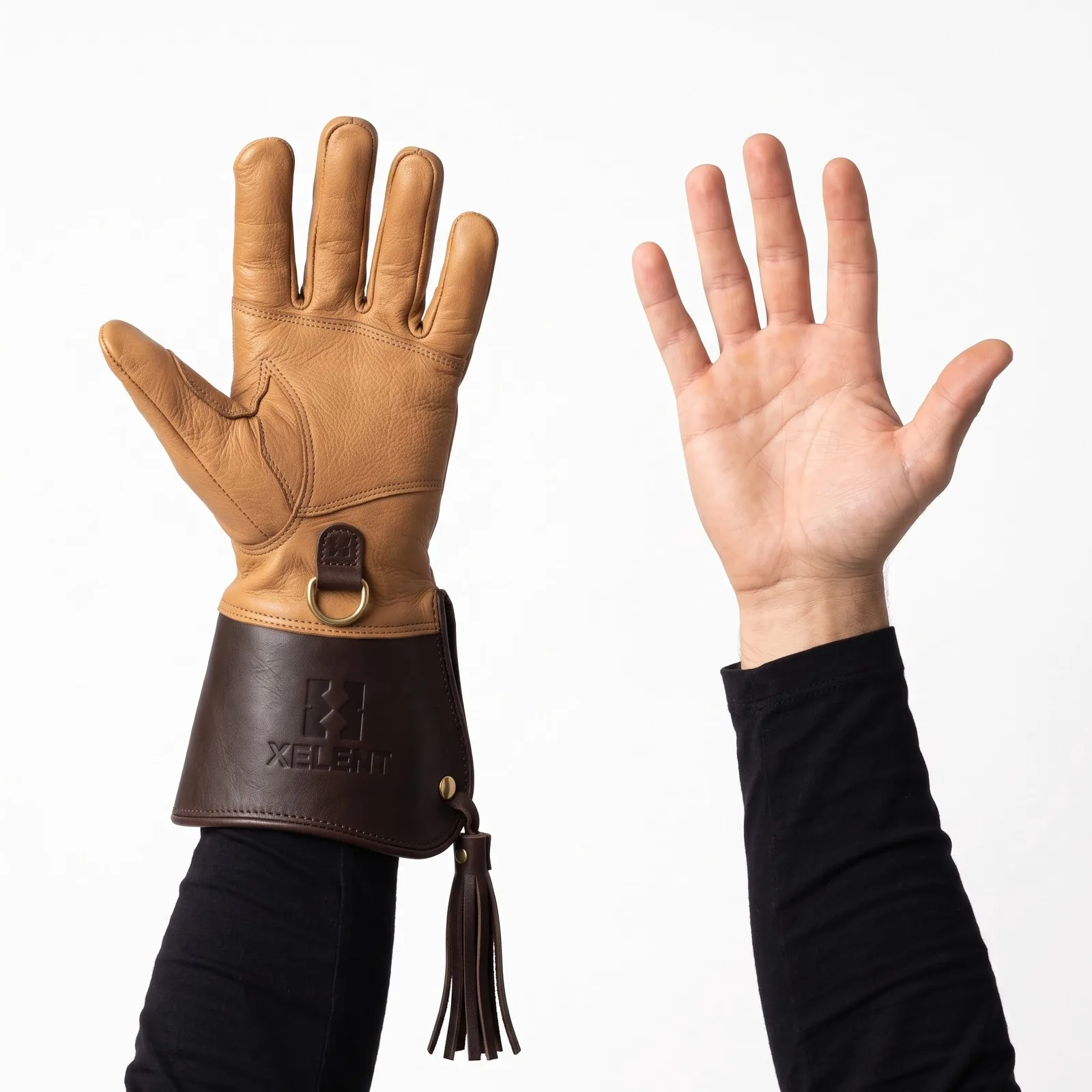 Double-Layer Goatskin Falconry Glove Goatskin Leather Lined Custom Logo OEM Wholesale — back view