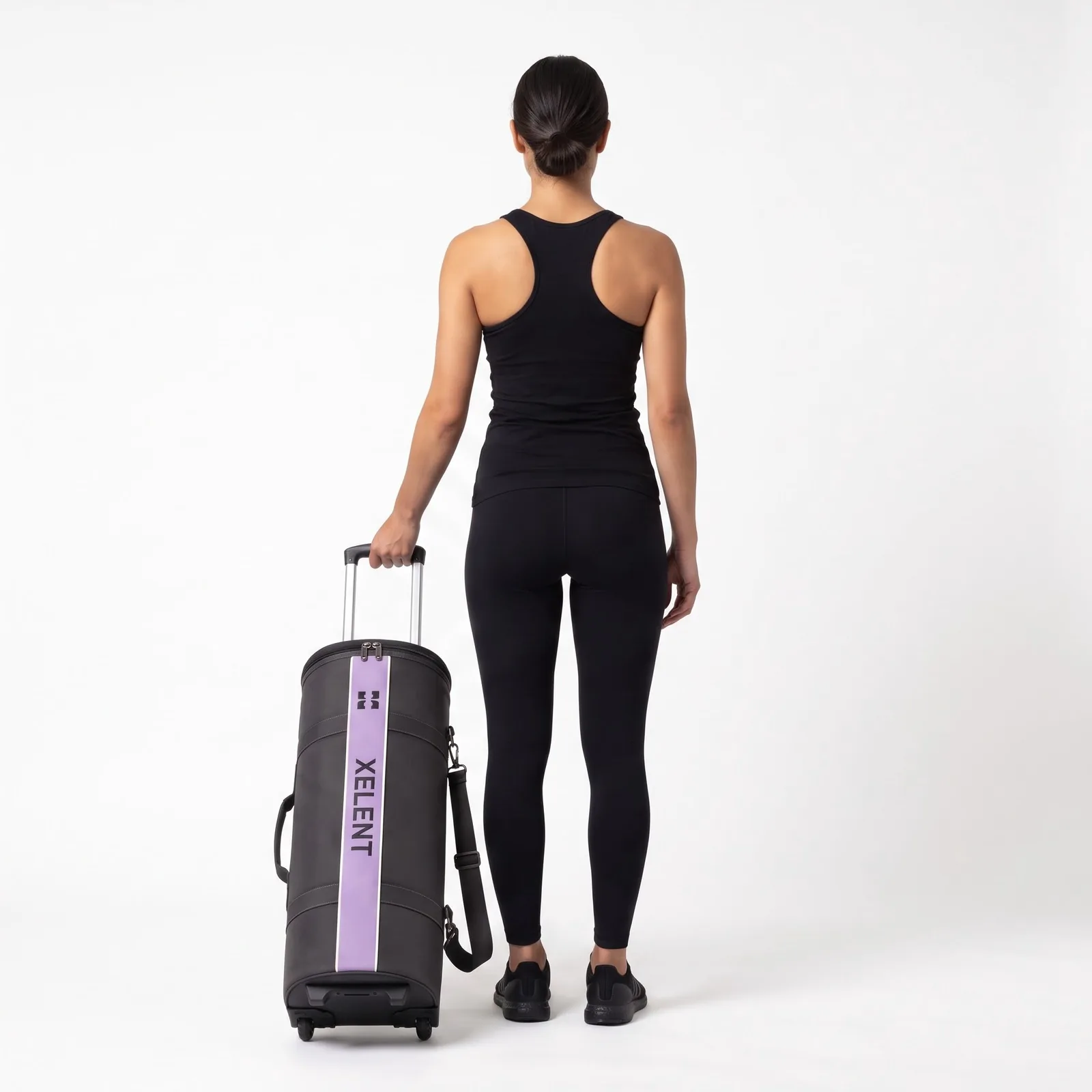 Wheeled Yoga Mat Carrier Nylon Sublimated Zip Embroidered Custom Logo OEM Wholesale — back view